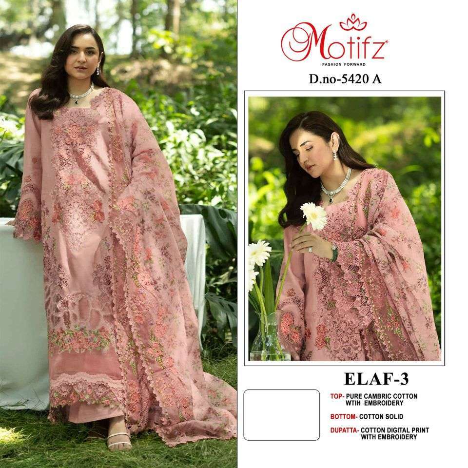 MOTIFZ 5420 COLORS CAMBRIC COTTON EMBROIDERED SALWER KAMEEZ BEST RATE 2026