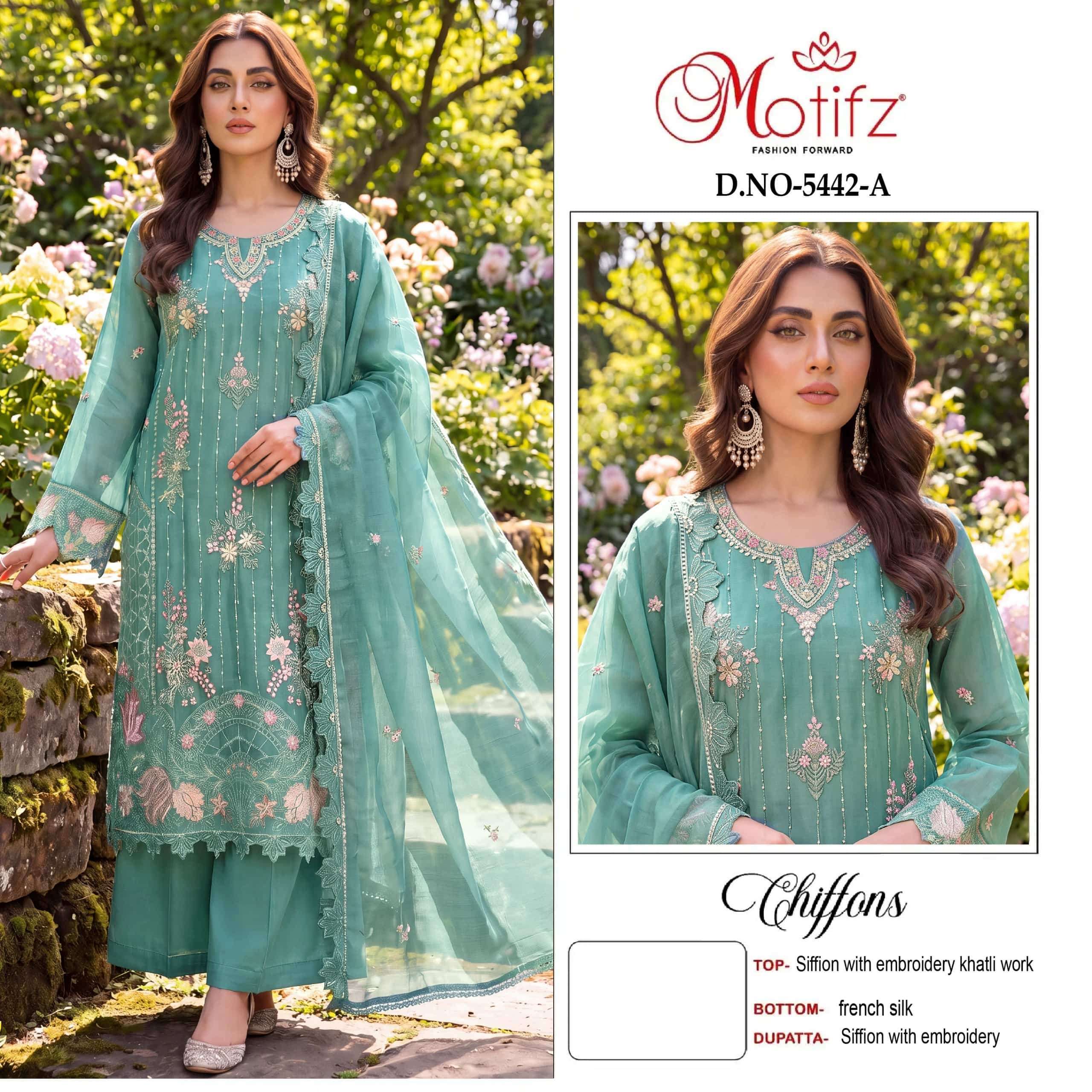 MOTIFZ D 5442 COLORS PAKISTANI CHIFFON SUIT WHOLESALER 2026