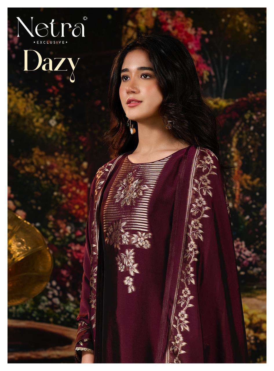 NETRA DAZY VISCSOE WOVEN SILK SALWER KAMEEZ BEST RATE DEALER 