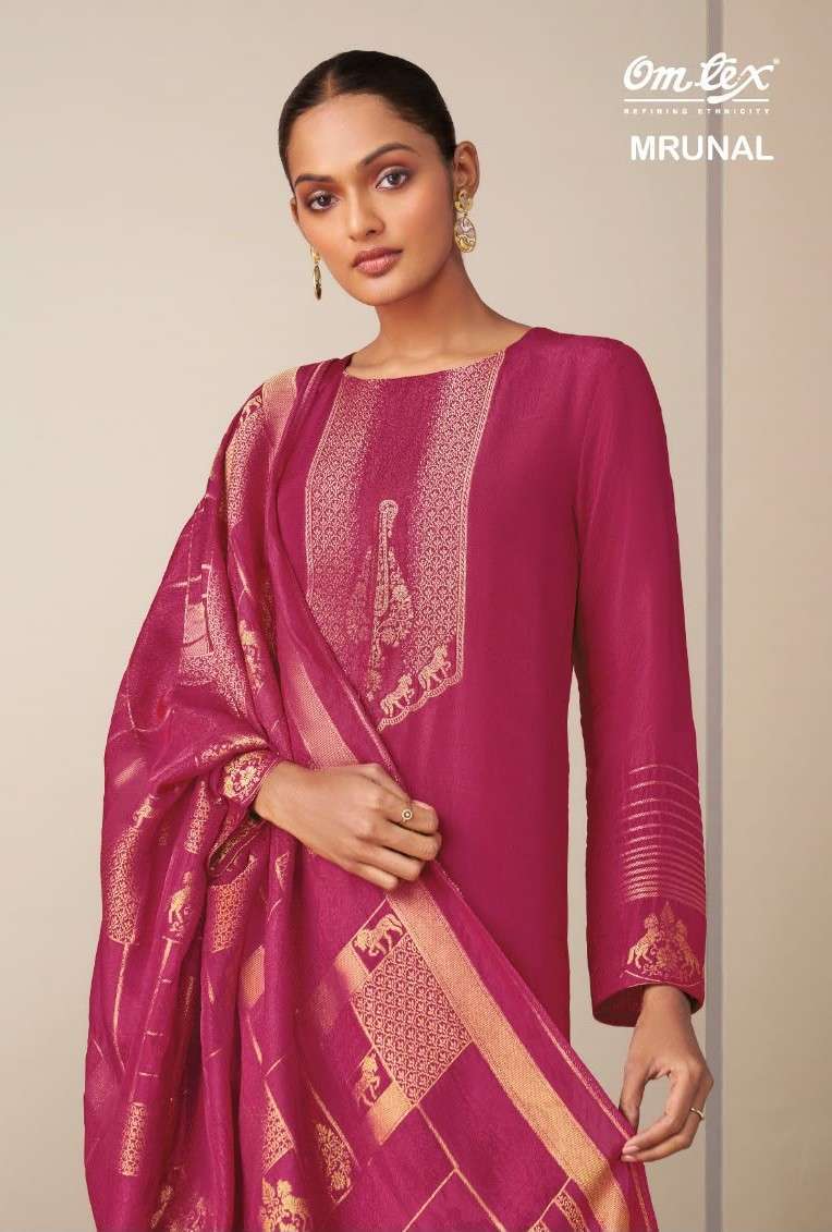 OMTE MRUNAL SILK JACQUARD FANCY WORK DESIGNER SALWER KAMEEZ BEST RATE 