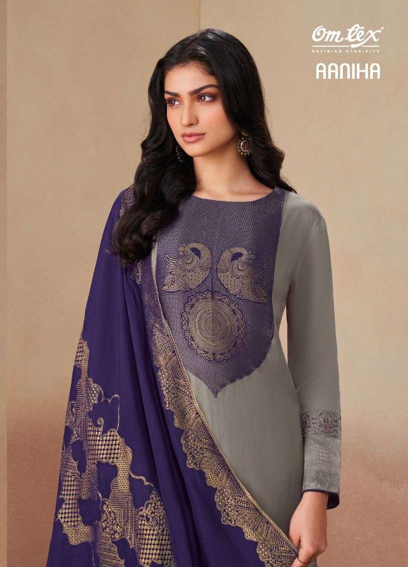 OMTEX AANIHA ORGANZA PATCH EMBROIDERY SALWER KAMEEZ WHOLESALER 
