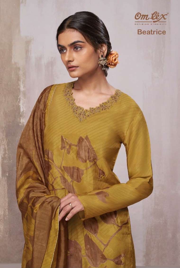 OMTEX BEATRICE RUSSIAN SILK PRINT EMBROIDERY SALWER KAMEEZ BEST RATE DEALER 2026