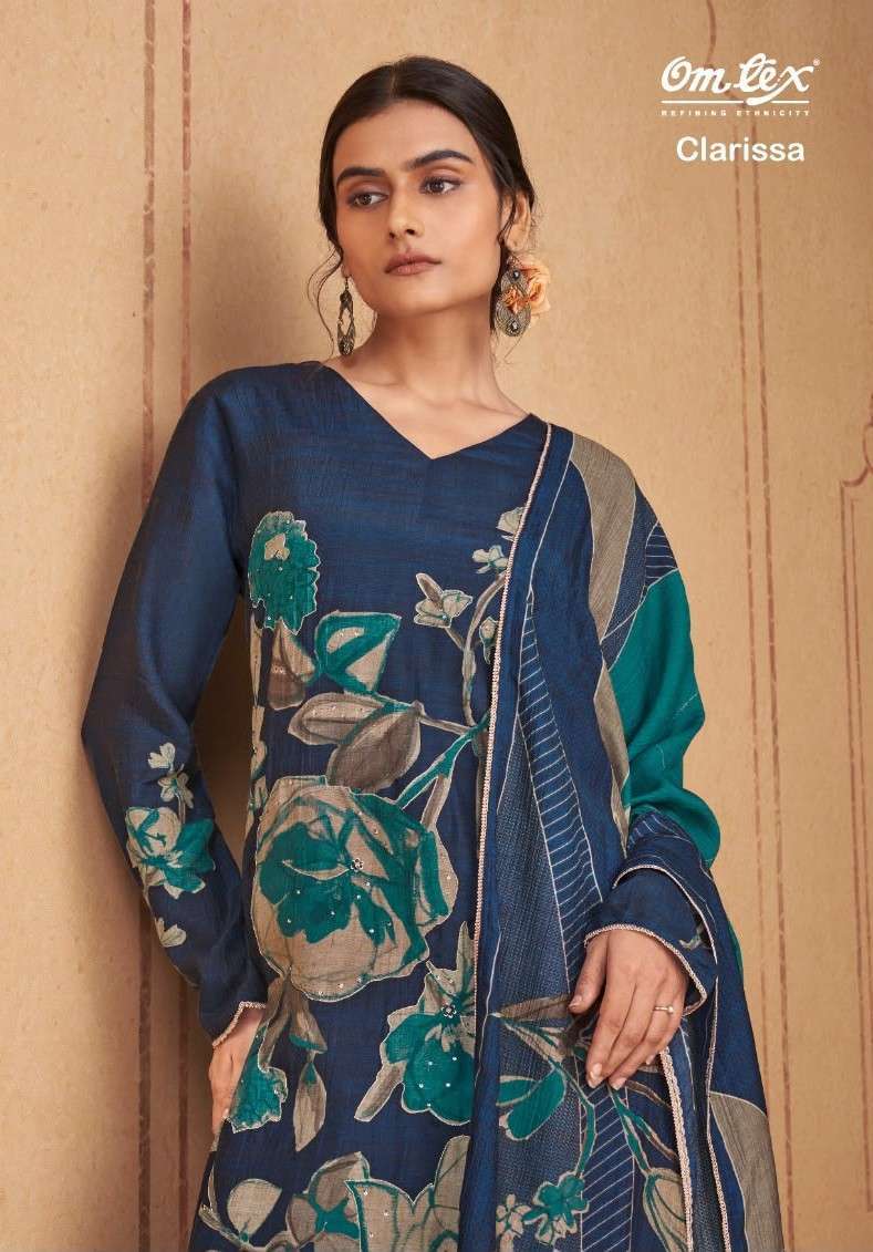 OMTEX CLARISSA SILK DIGITAL PRINT WITH HANDWORK SALWER KAMEEZ BEST RATE DEALER 