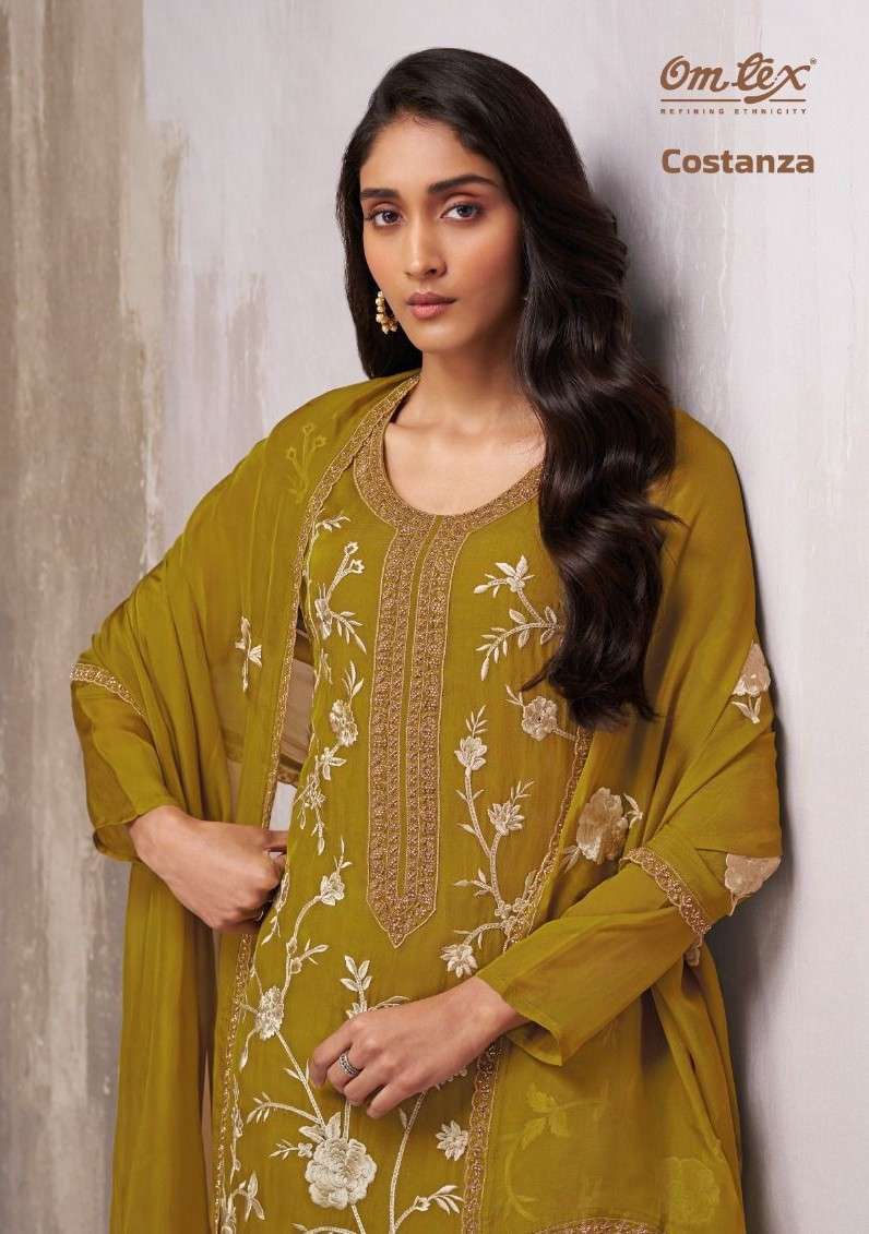 OMTEX COSTANZA ORGANZA EMBROIDERY BEADS WORK SALWER KAMEEZ BEST RATE 