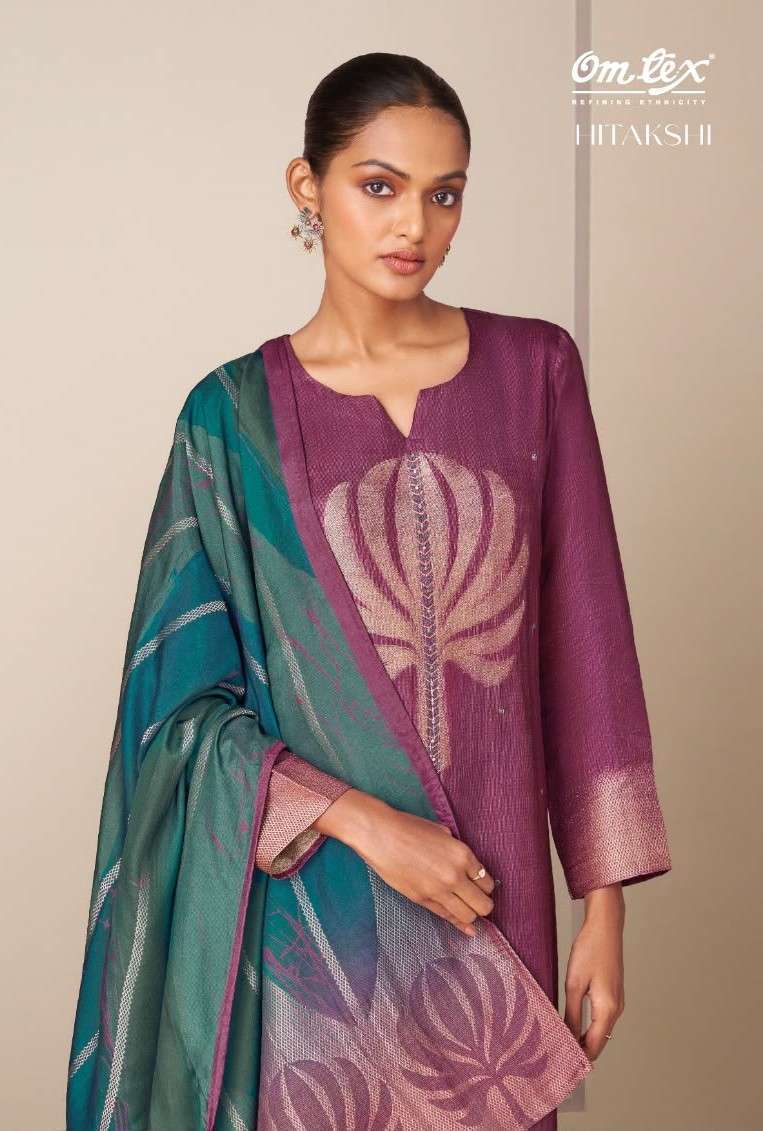OMTEX HITAKSHI SILK JACQUARD PRINT HANDWORK SALWER KAMEEZ BEST RATE DEALER 