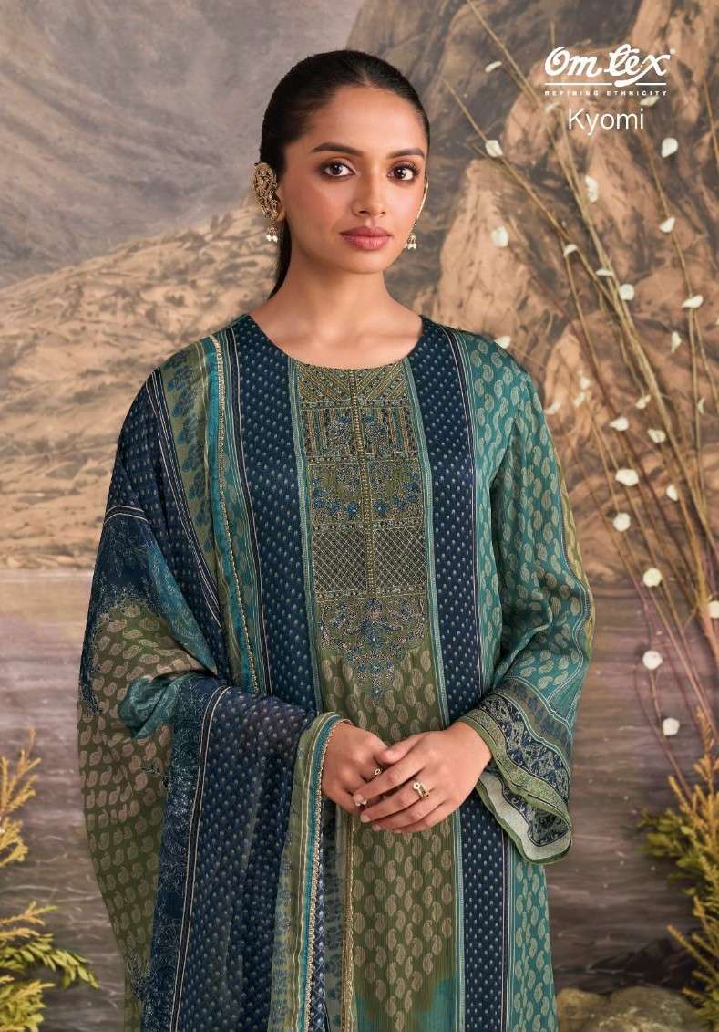 OMTEX KYOMI SILK SATIN PRINT EMBROIDERY SALWER KAMEEZ BEST RATE DEALER 