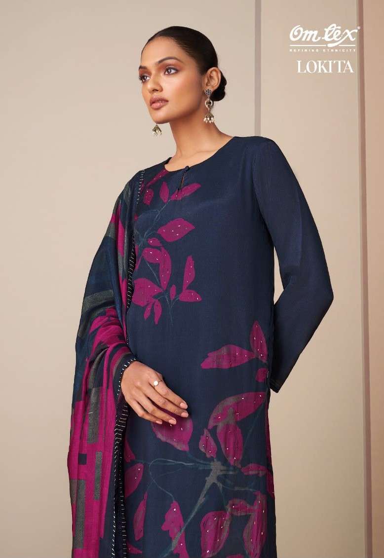 OMTEX LOKITA MUSLIN SILK DIGITAL PRINT HANDWORK SALWER KAMEEZ BEST RATE 
