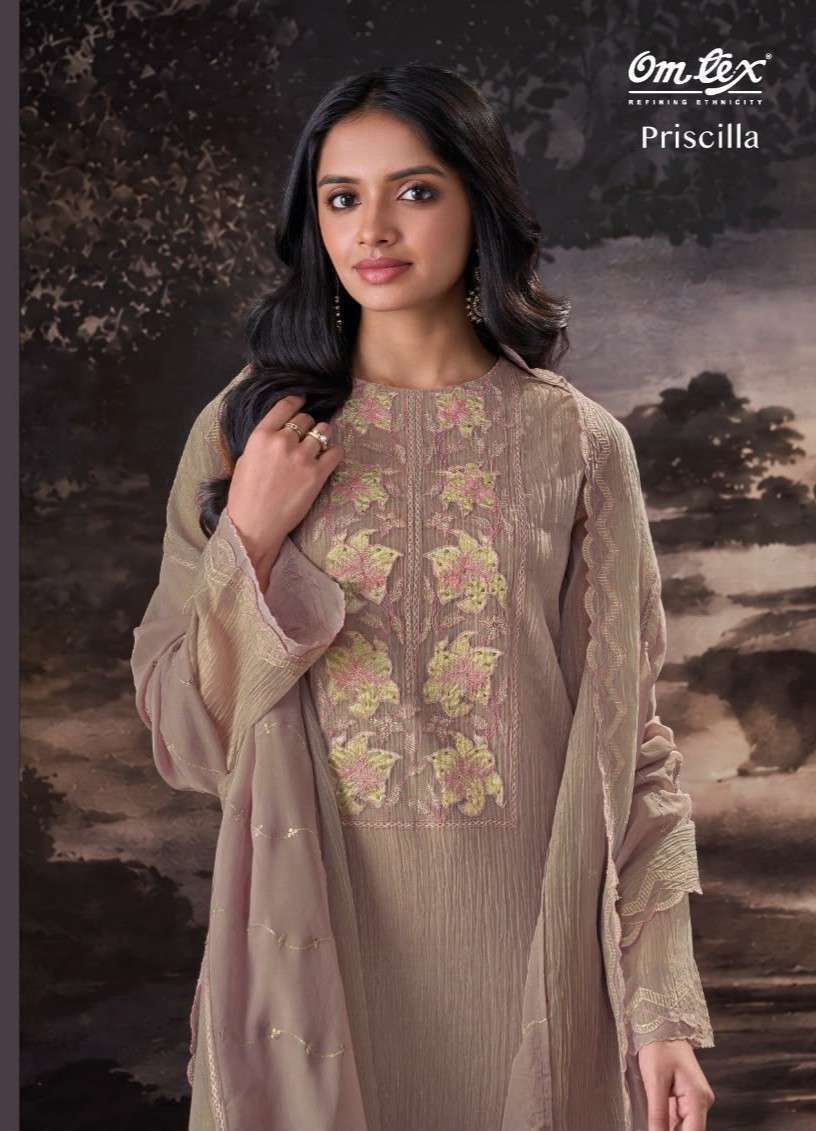 OMTEX PRISCILLA TISSUE SILK EMBROIDERED SALWER KAMEEZ BEST RATE DEALER 2026
