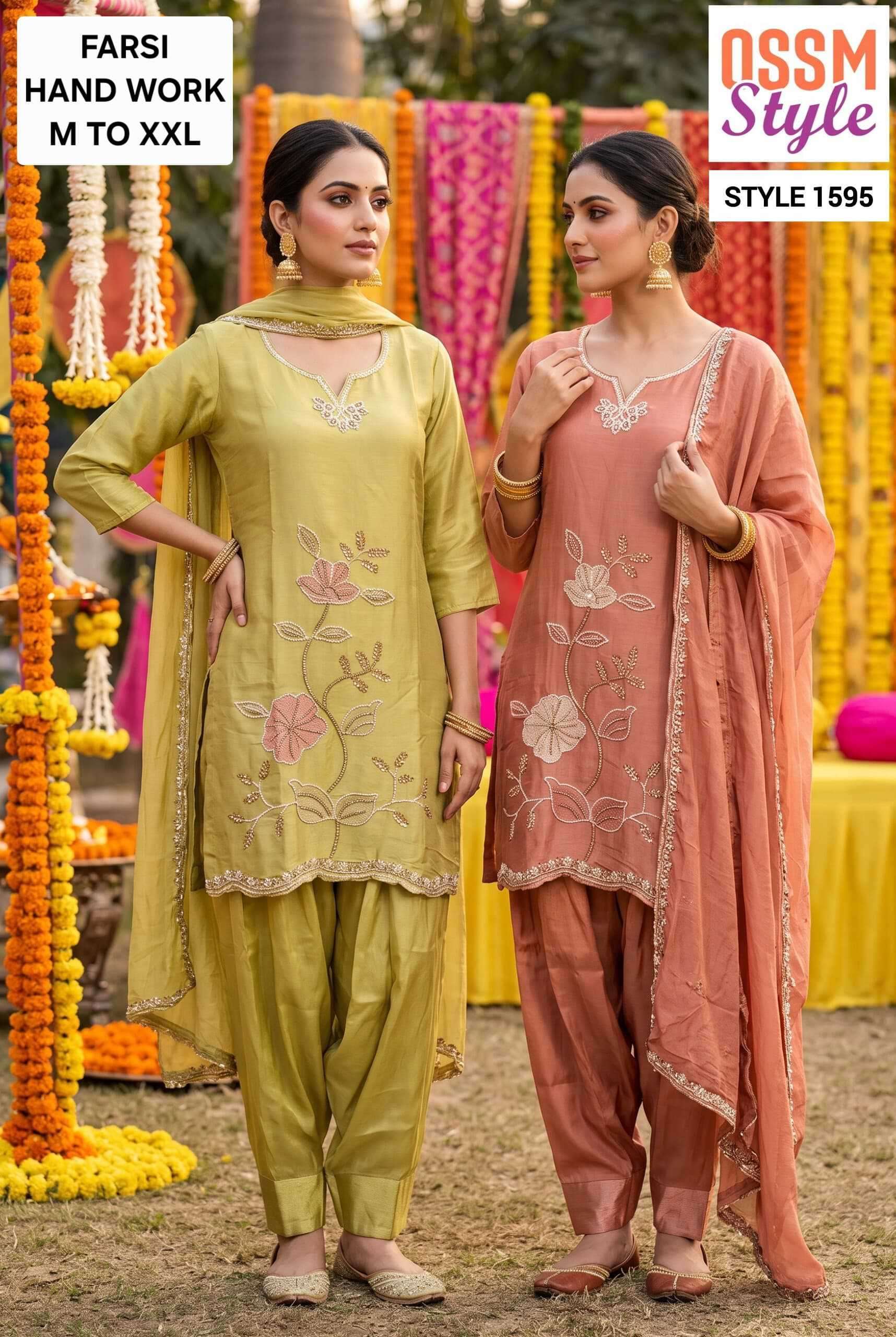 OSSM STYLE 1595 COLORS ROMAN GLASS BEADS HANDWORK READYMADE SALWER KAMEEZ BEST RATE 2026