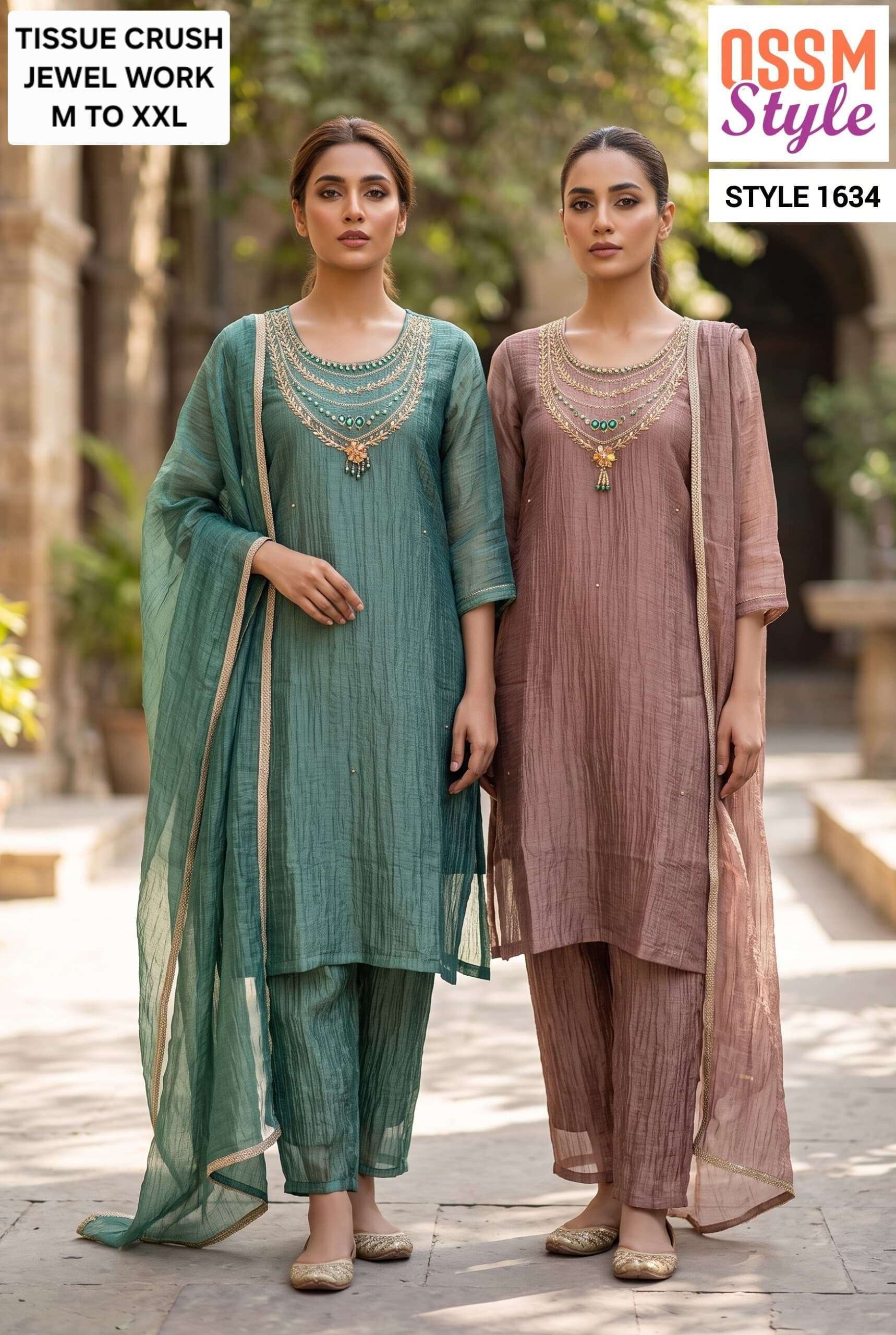 OSSM STYLE 1634 COLORS READYMADE 3 PCS SET WHOLESALER BEST RATE DEALER IN SURAT 