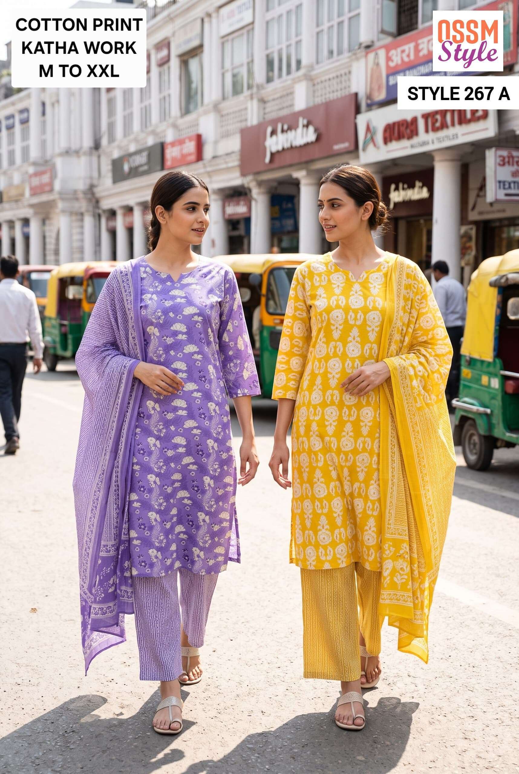 OSSM STYLE 267 COTTON PRINTED READYMADE 3 PIECE SET DEALER IN SURAT 