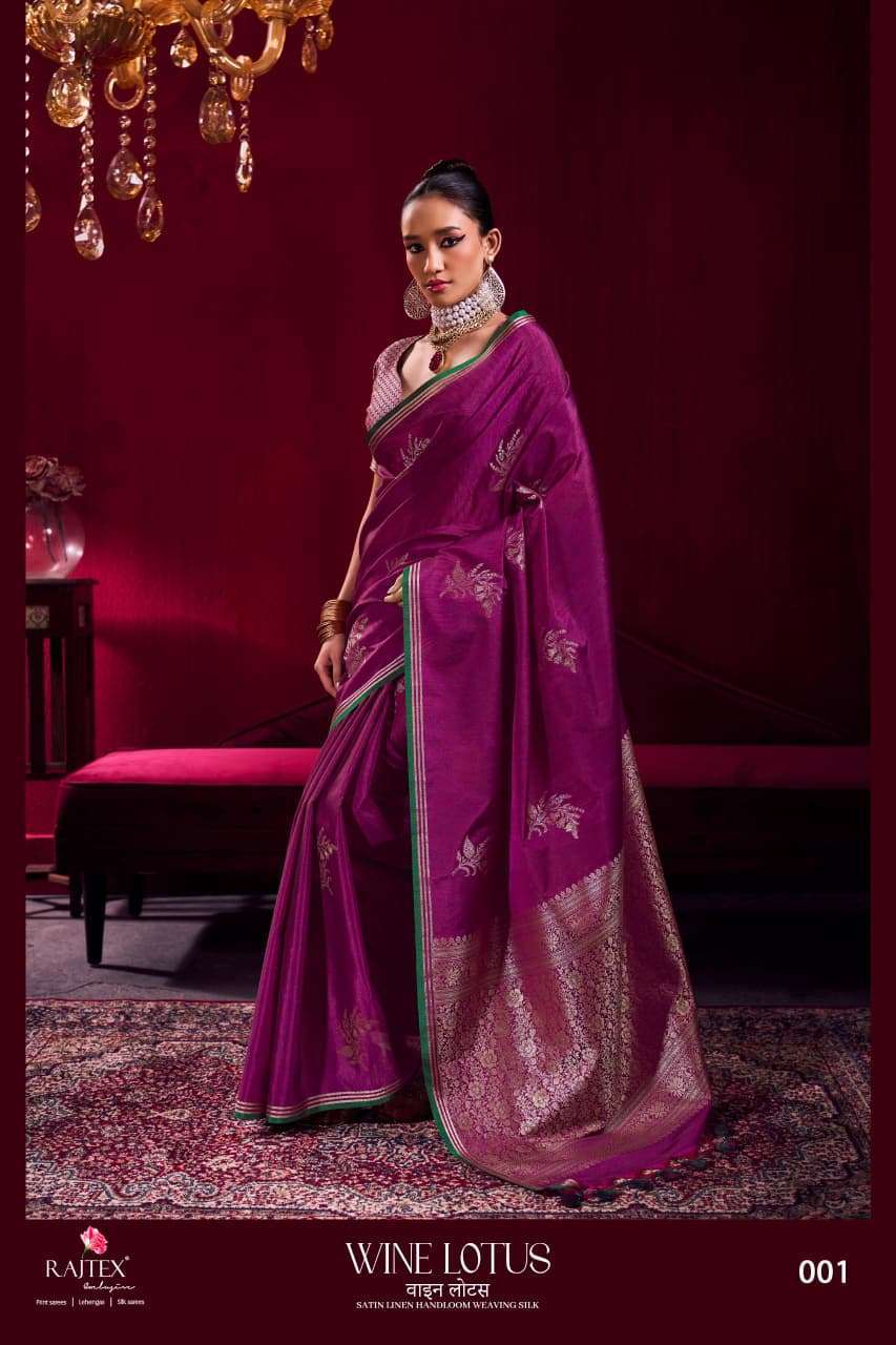 RAJTEX WINE LOTUS LINEN HANDLOOM SAREE WHOLESALER BEST RATE 2026