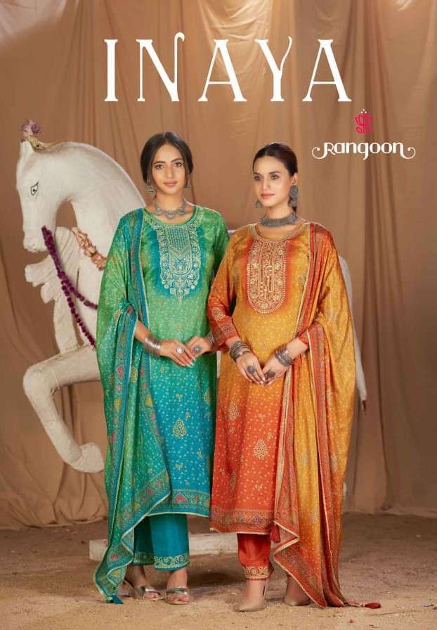 RANGOON INAYA MUSLIN PRINTED DIAMOND WORK READYMADE 3 PIECE SET WHOLESALER 2026