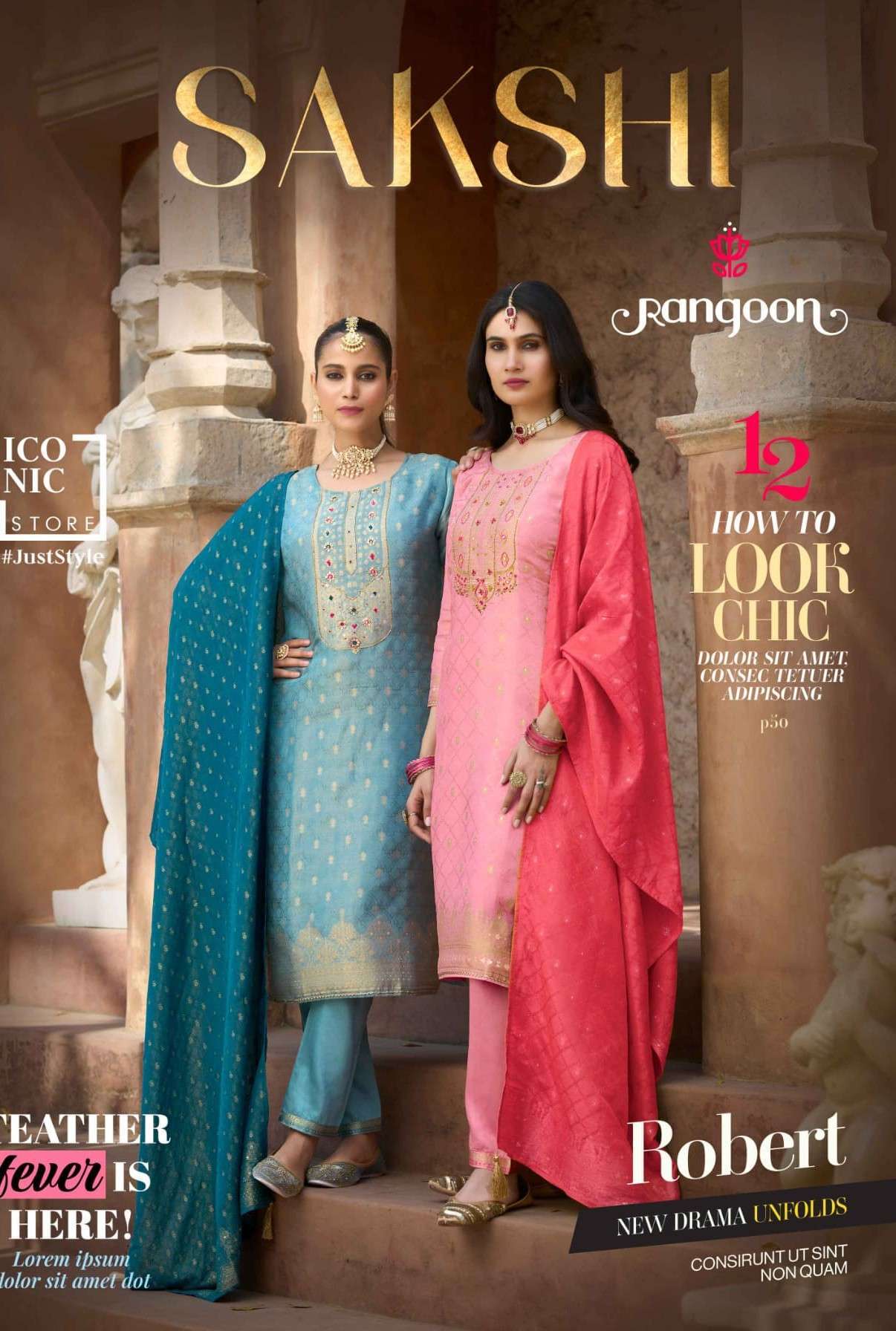 RANGOON SAKSHI SIMMER JACQUARD REDYMADE 3 PCS SET WHOLESALER BEST RATE 