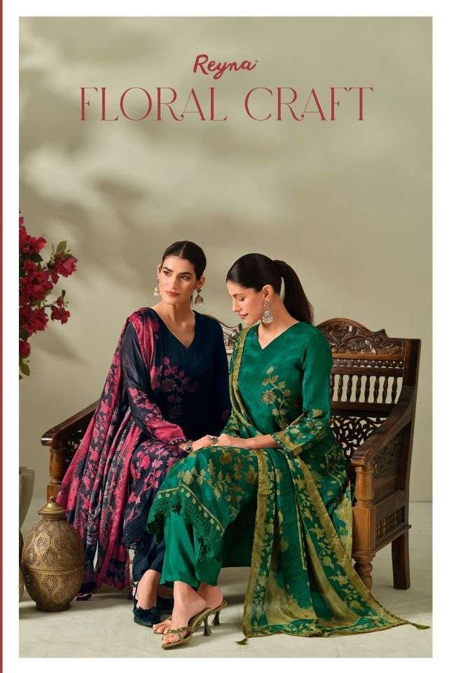 REYNA FLORAL CRAFT BEMBERG FANCY WORK PRINTED SALWER KAMEEZ BEST RATE DEALER 