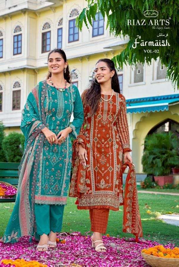 RIAZ ARTS FARMAISH VOL 2 CAMRIC COTTON PRINT EMBRODERY SALWER KAMEEZ WHOLESALER 