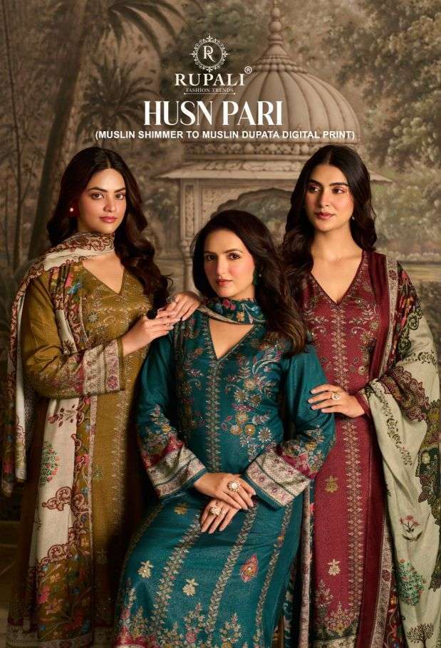 RUPALI FASHION HUSN PARI VISCOSE MUSLIN SALWER KAMEEZ BEST RATE WHOLESALER 