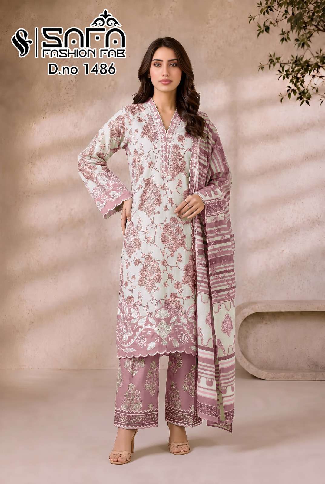 SAFA FASHION FAB 1486 COLORS SOFT COTTON EMBROIDERED PAKISTANI SALWER KAMEEZ BEST RATE 