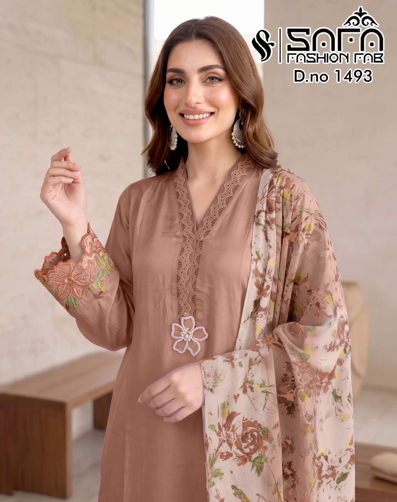 SAFA FASHION FAB 1493 COLORS GAJI SATIN READYMADE 3 PCS SET WHOLESALER 