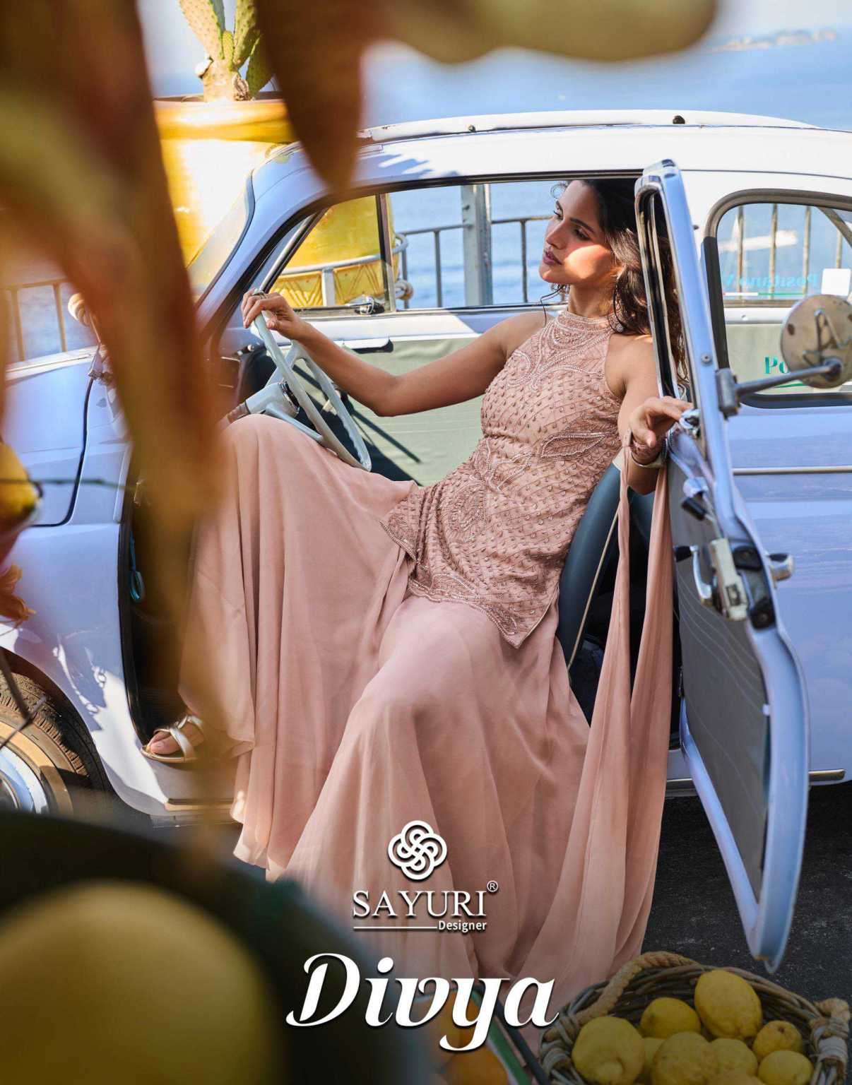 SAYURI DESIGNER DIVYA GEORGETTE WITH BEADS WORK READYMADE DRESS WHOLESALER 