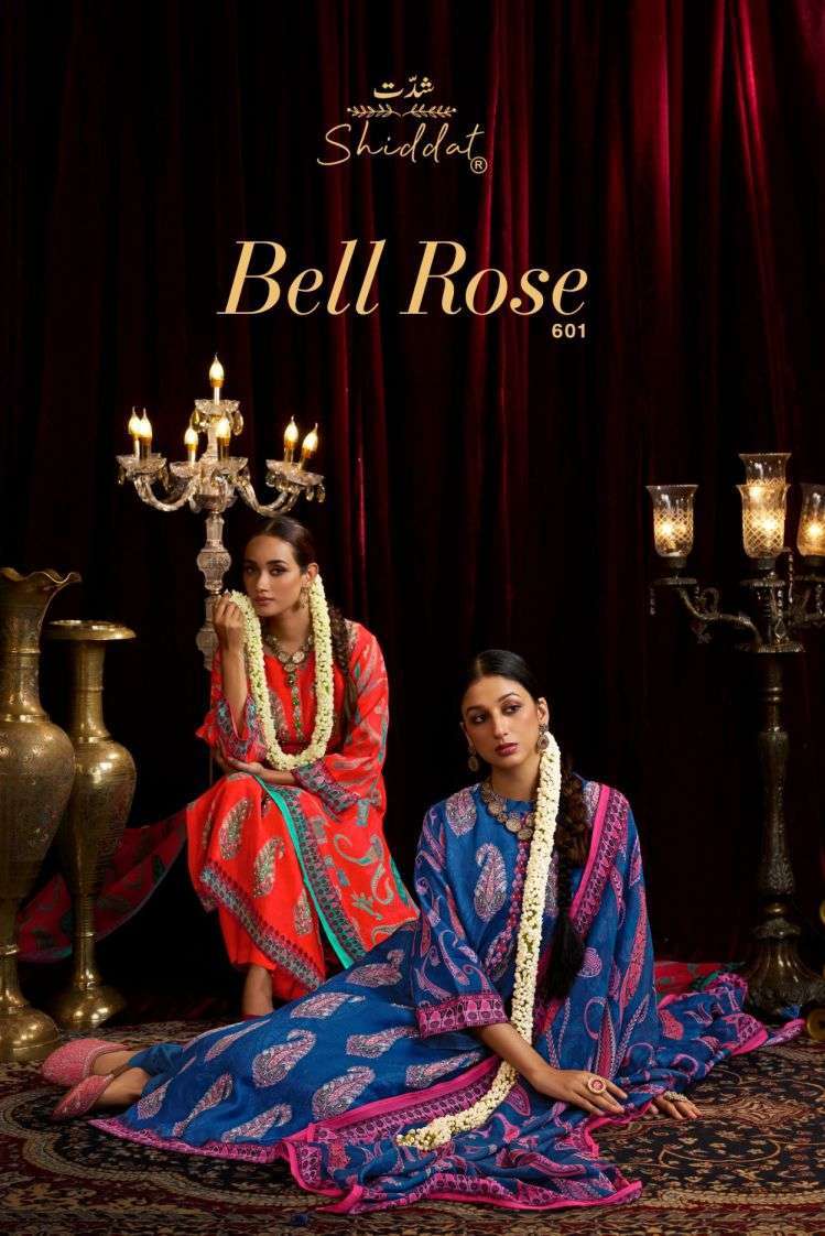 SHIDDAT BELL ROSE 601 VISCOSE ORGANZA DIGITAL PRINTED SALWER KAMEEZ BEST RATE WHOLESALER 
