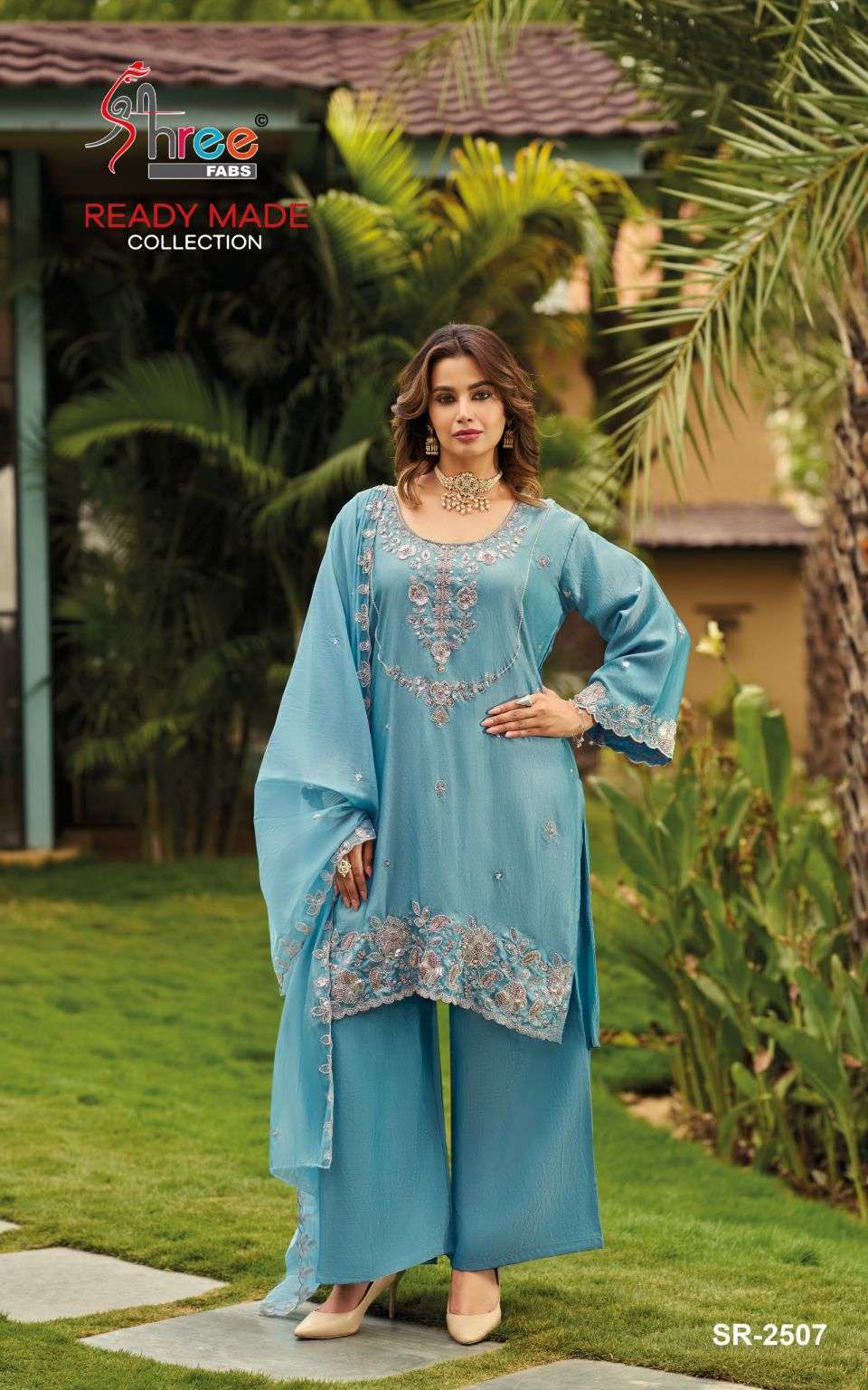 SHREE FAB 2507 COLORS SATIN SILK WITH HEAVY EMBROIDERED READYMADE SALWER KAMEEZ BEST RATE