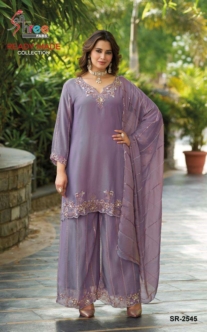 SHREE FAB 2545 COLORS CHIFFON HEAVY EMBROIDERED WORK READYMADE SALWER KAMEEZ BEST RATE 