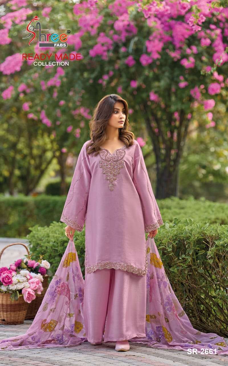 SHREE FAB 2661 COLORS SATIN BEADS WORK READYMADE SALWER KAMEEZ BEST RATE WHOLESALER 