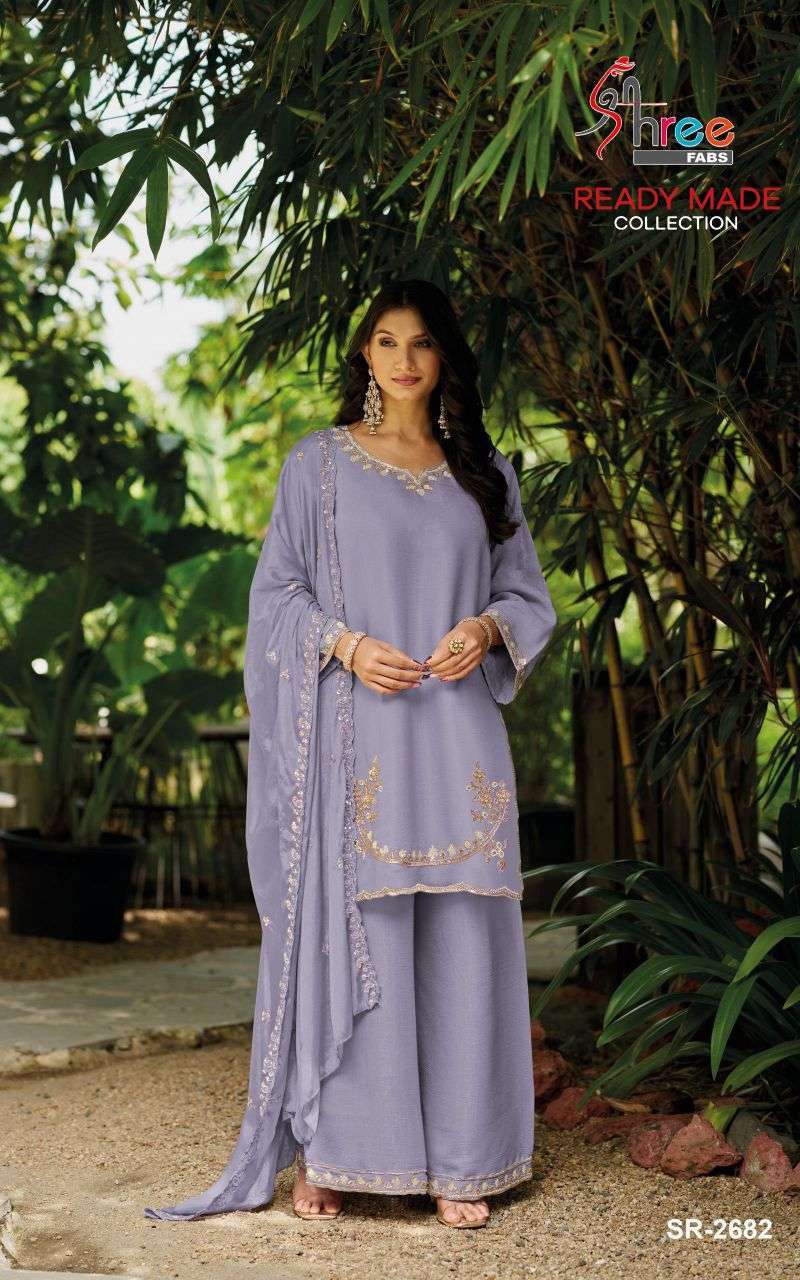 SHREE FAB 2682 COLORS VISCOSE SATIN FANCY WORK READYMADE SALWER KAMEEZ BEST RATE DEALER 