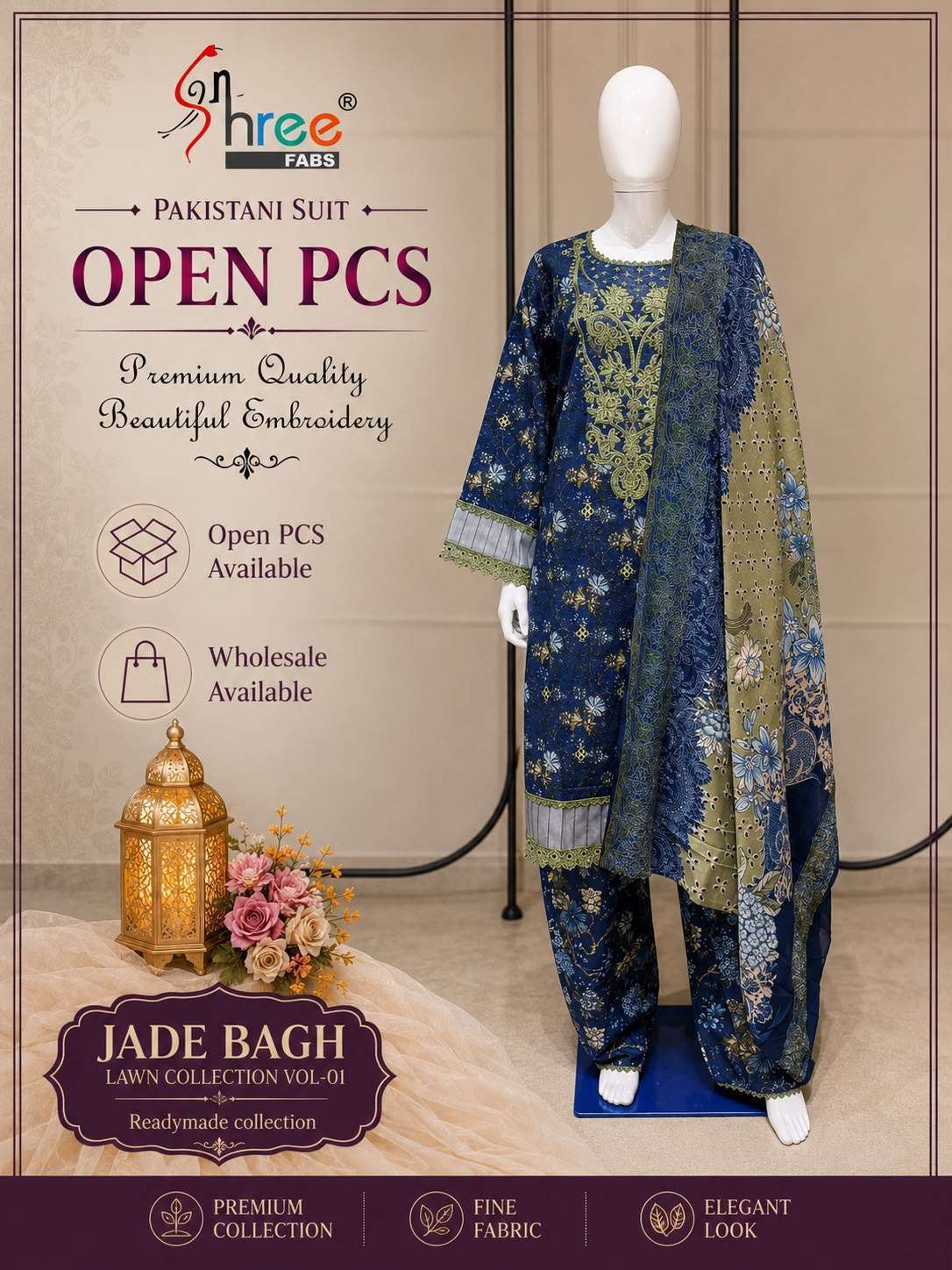 SHREE FAB JADE BAGH VOL 1 COTTON EMBROIDERED READYMADE SALWER KAMEEZ BEST RATE DEALER 