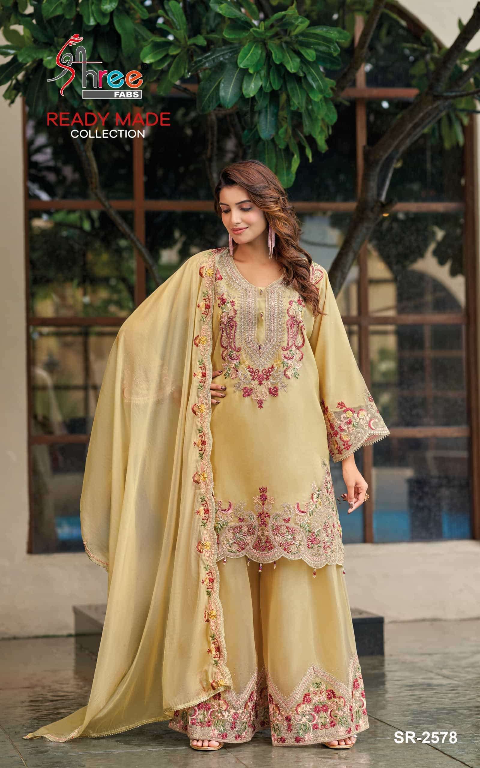 SHREE FAB SR 2578 COLORS CHIFFON WHOLESALE READYMADE SALWER KAMEEZ BEST RATE EXPORTERS 