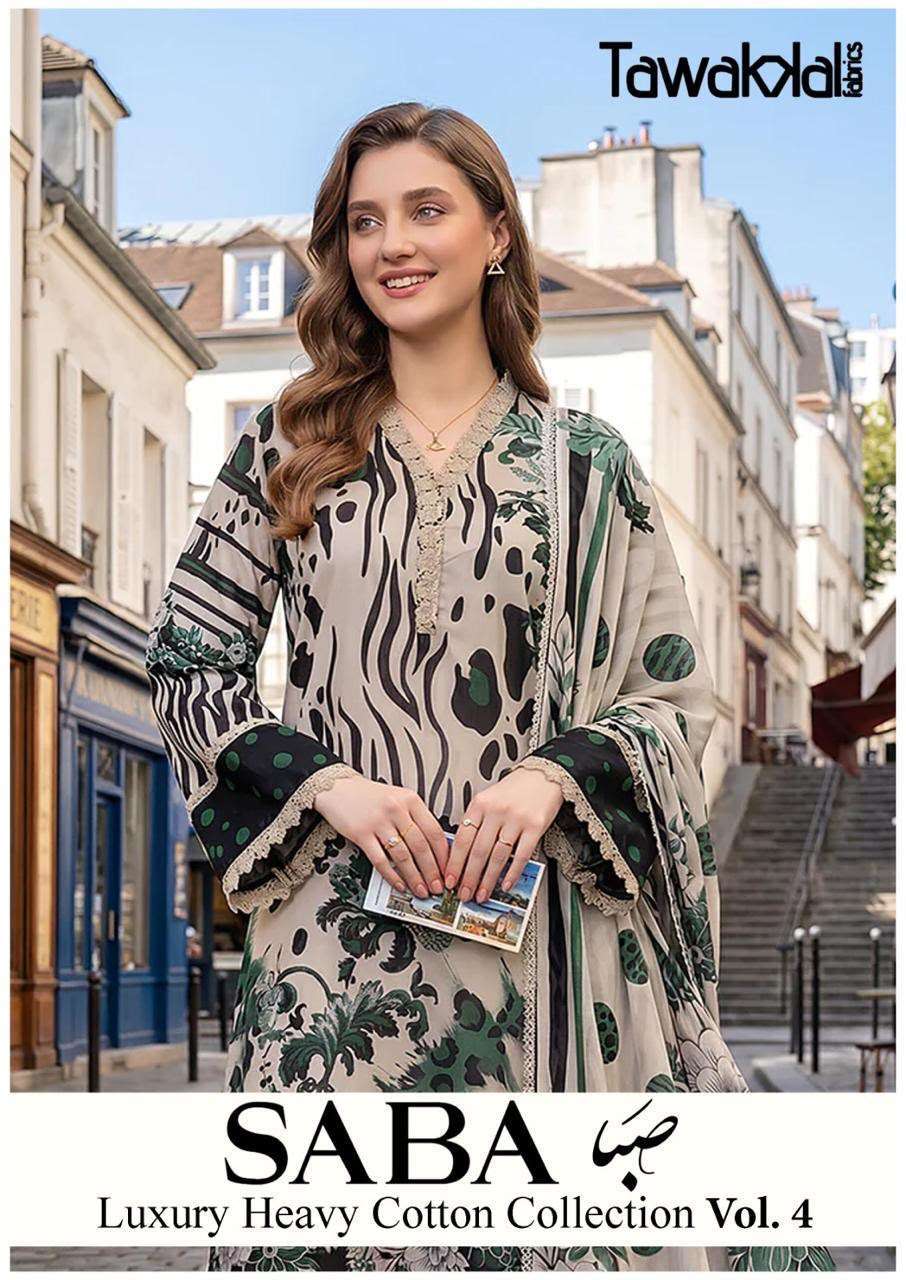 TAWAKKAL SABA VOL 4 COTTON PAKISTANI PRINTED SUIT WHOLESALER 