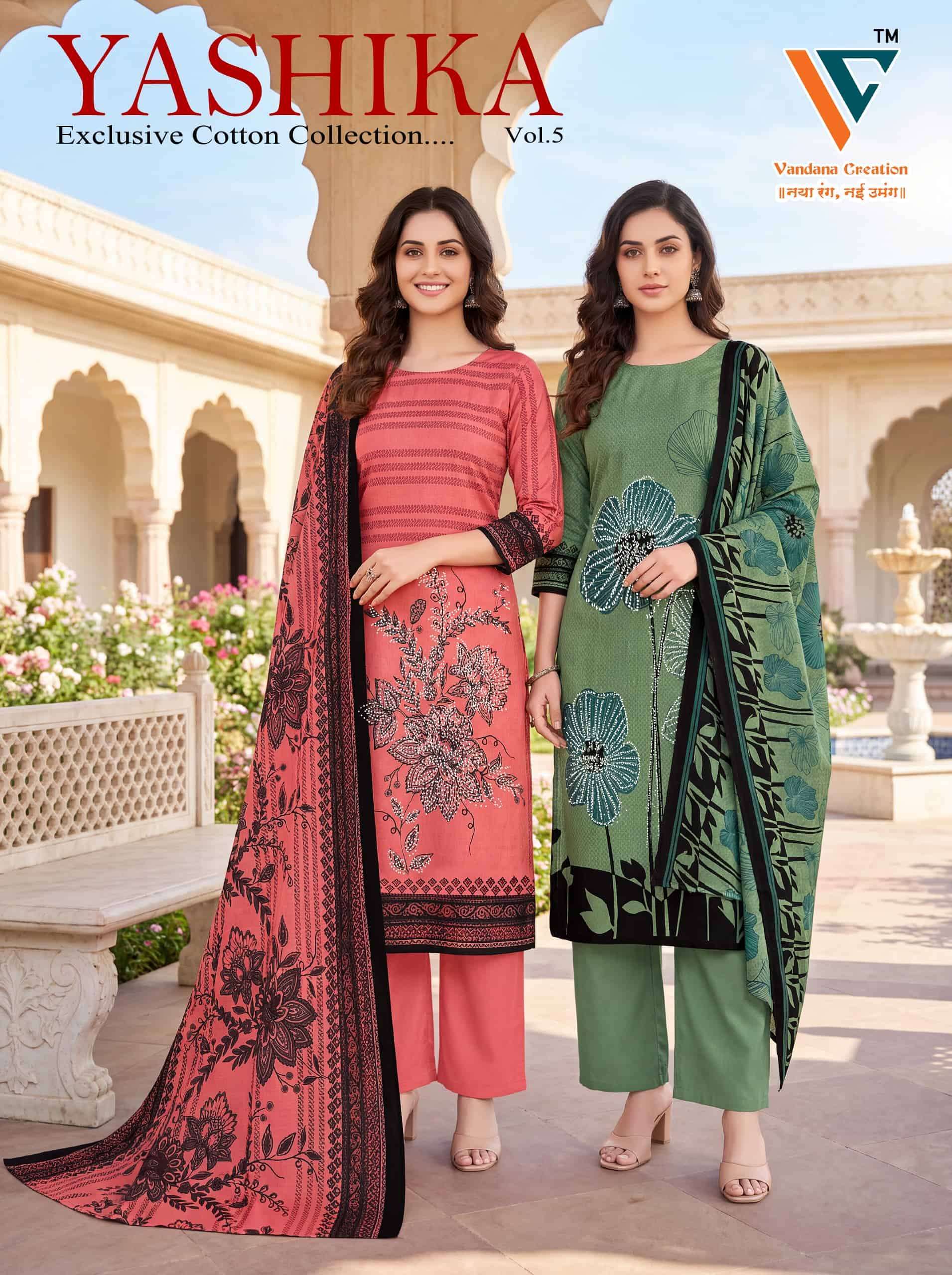 VANDANA FASHION YASHIKA VOL 5 FANCY COTTON SALWER KAMEEZ BEST RATE DEALER 