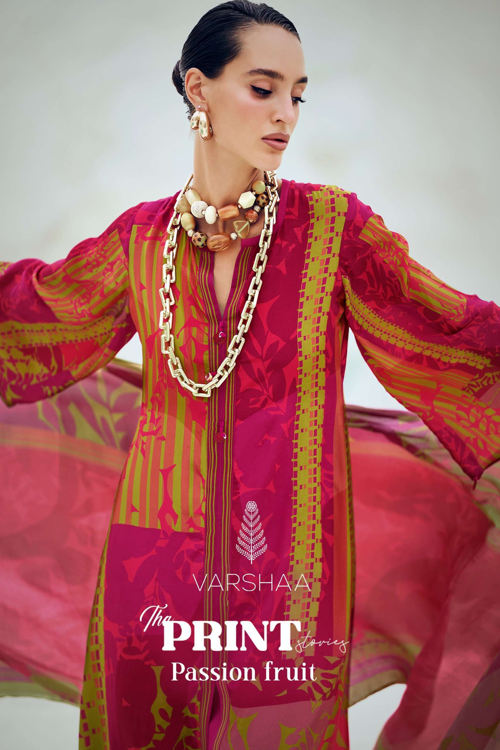 VARSHA FASHION LATEST CATALOGUE THE PRINT STORIES PASSION FRUIT PRINTED GEORGETTE SUIT WHOLESALER 
