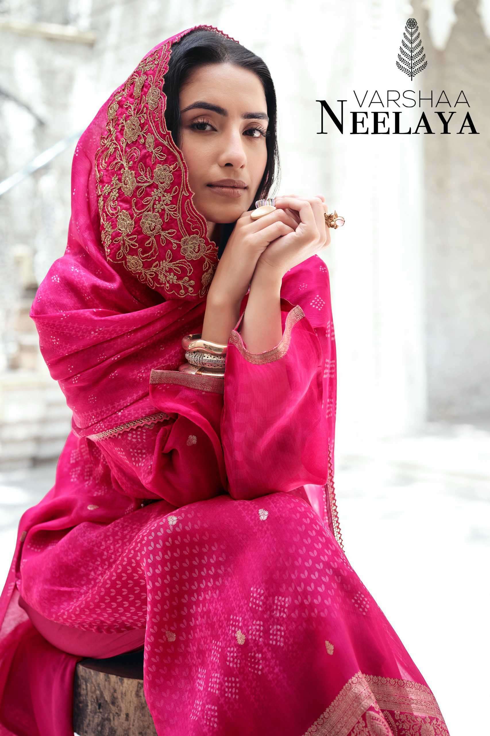 VARSHA FASHION NEELAYA VISCOSE ORGANZA PRINTED DESIGNER LATEST CATALOGUE BEST RATE DEALER