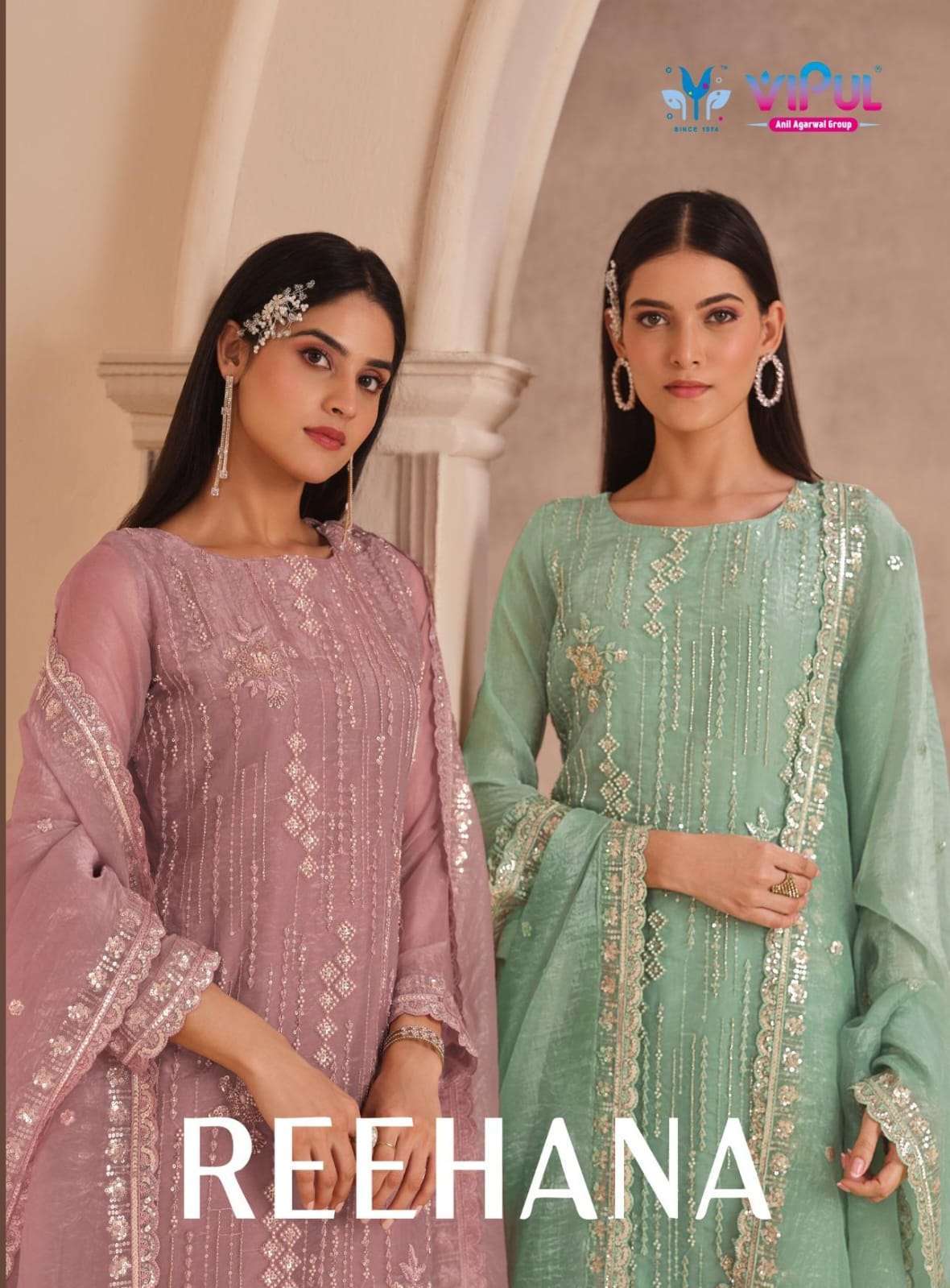 VIPUL FASHION REEHANA PARTYWEAR STYLE DESIGNER DRESS CATALOG WHOLESALER 
