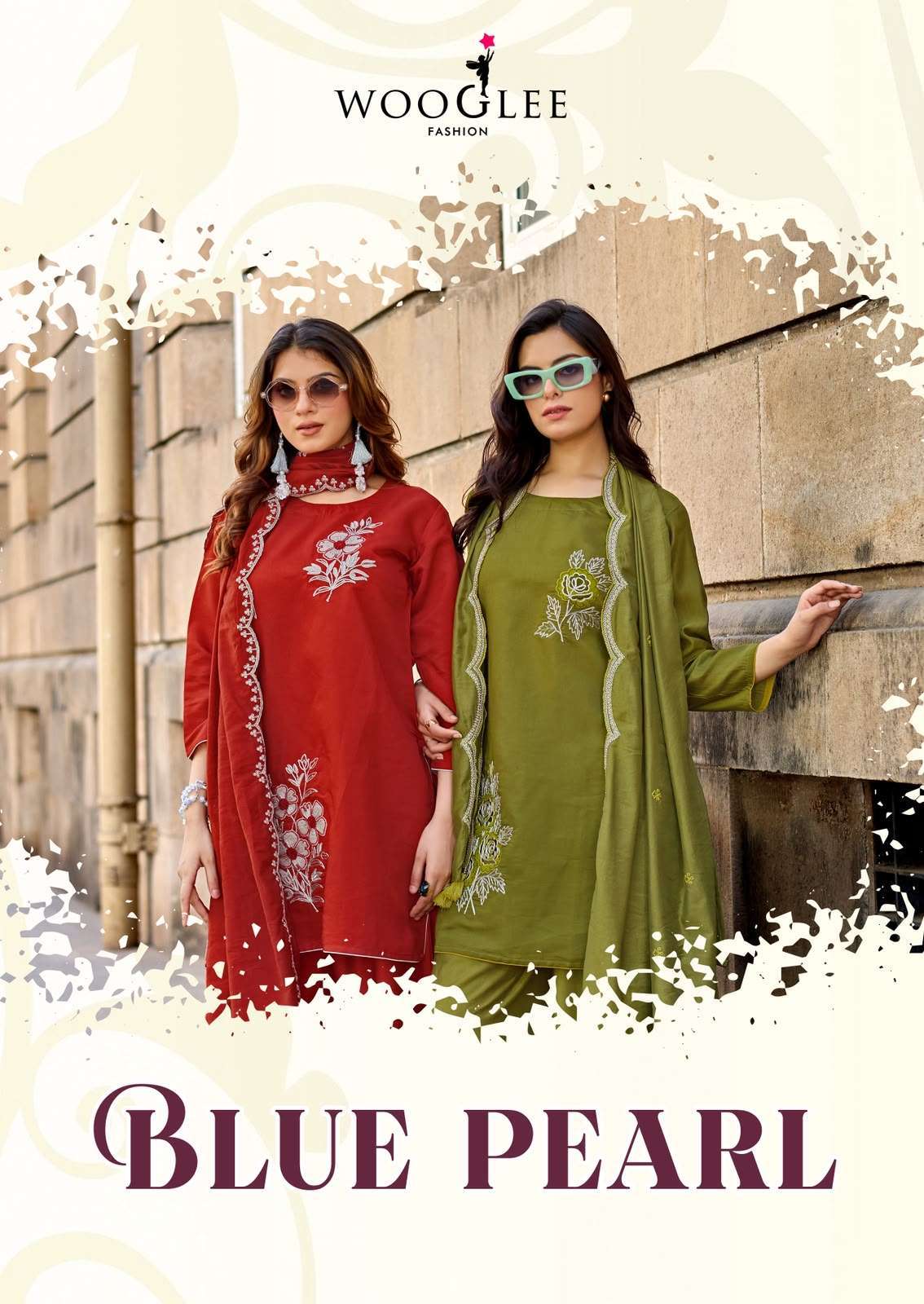 WOOGLEE BLUE PEARL PREMIUM STYLE 3 PIECE PALAZOO SUIT SUPPLIER IN SURAT 