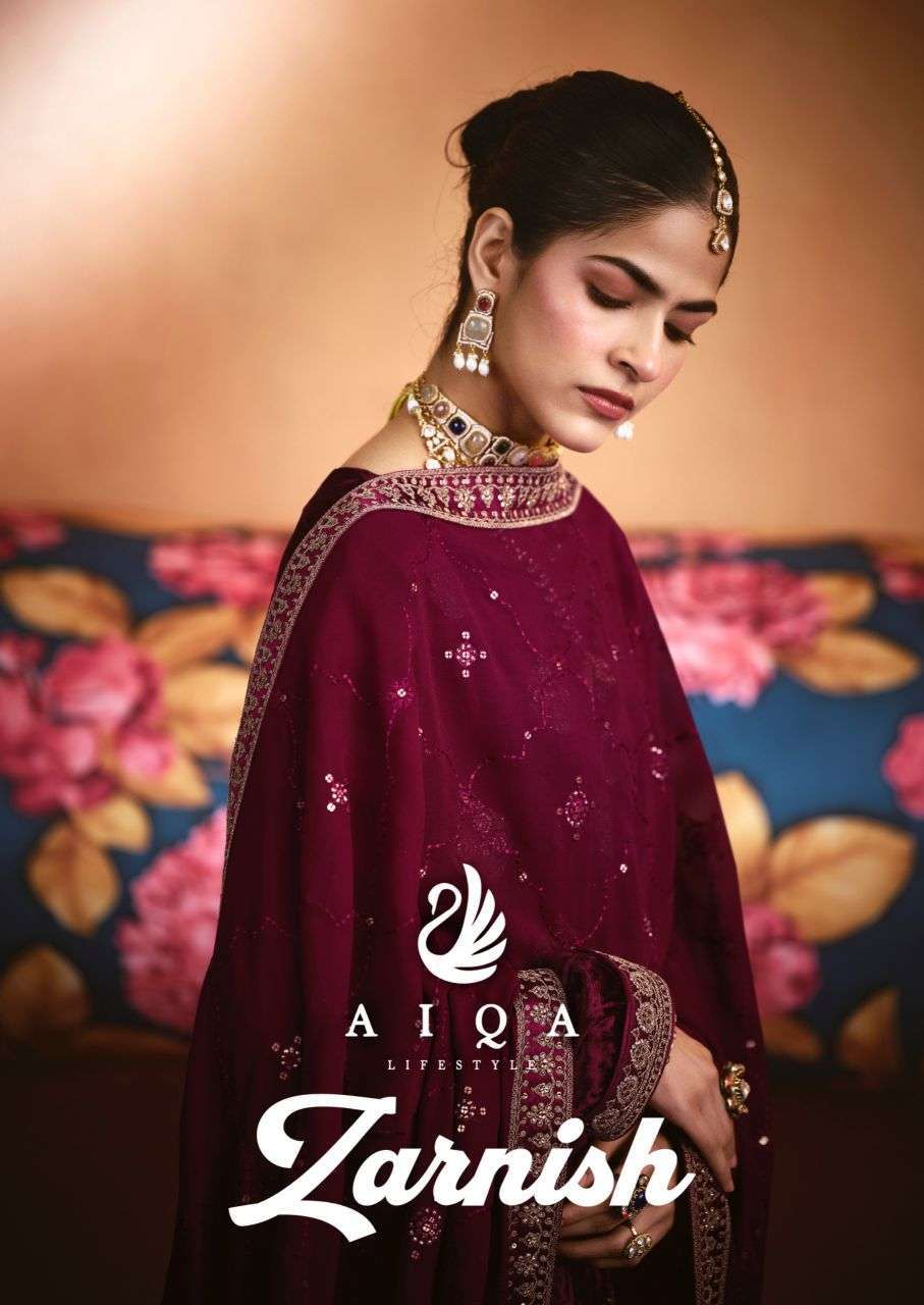 Aiqa Zarnish Viscose Velvet Winter Wear Suit Wholesale Catalogue