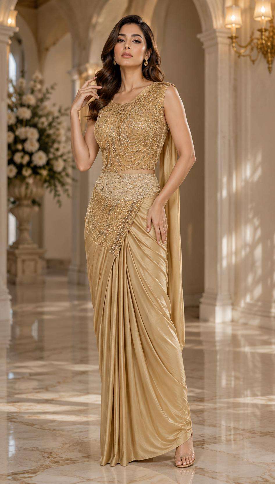 AMOHA 102426 COLORS PARTY WEAR DRAPE SAREE COLLECTION EXPORTERS 2026