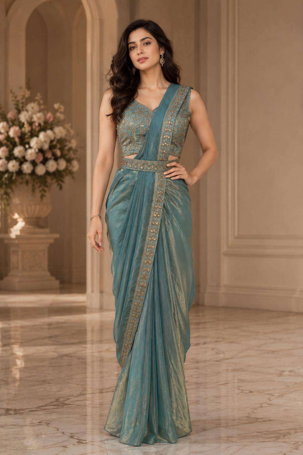 Amoha 557 Fendy Beads Work Readymade Saree Designer Party Wear Saree Collection Wholesale Catalogue Original Maajisa Fashion Surat