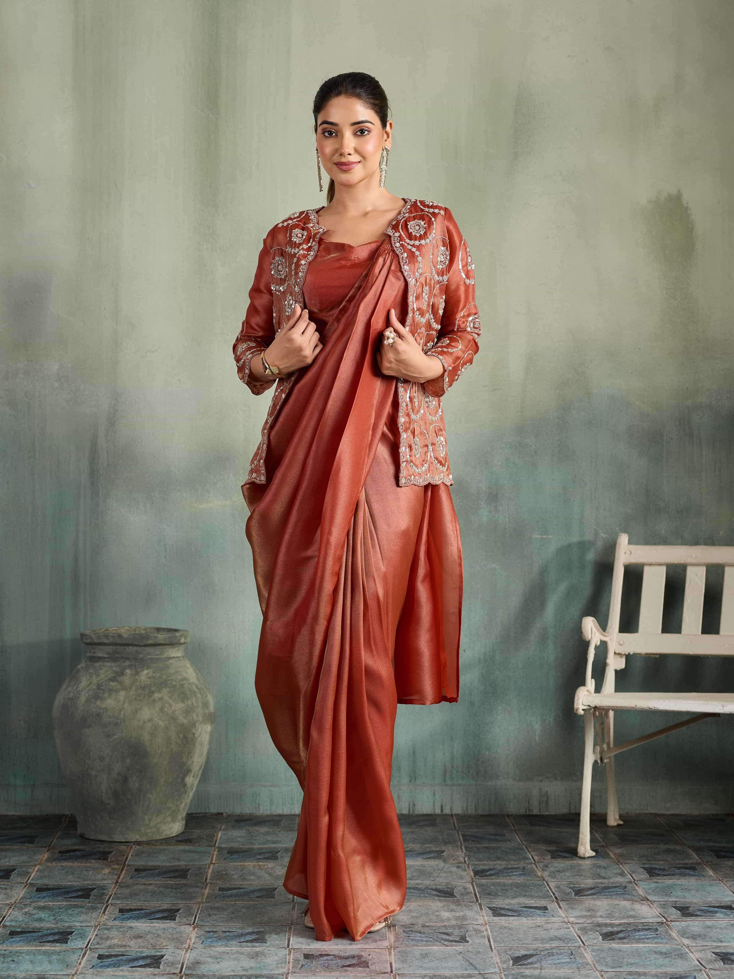 Amoha A575 - Shimmer Organza Readymade Saree Collection