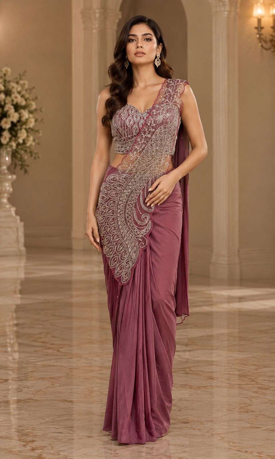 Amoha Trendz 102417 Beads Work Ready To Wear Saree Collection Wholesale Catalogue Original Maajisa Fashion Surat