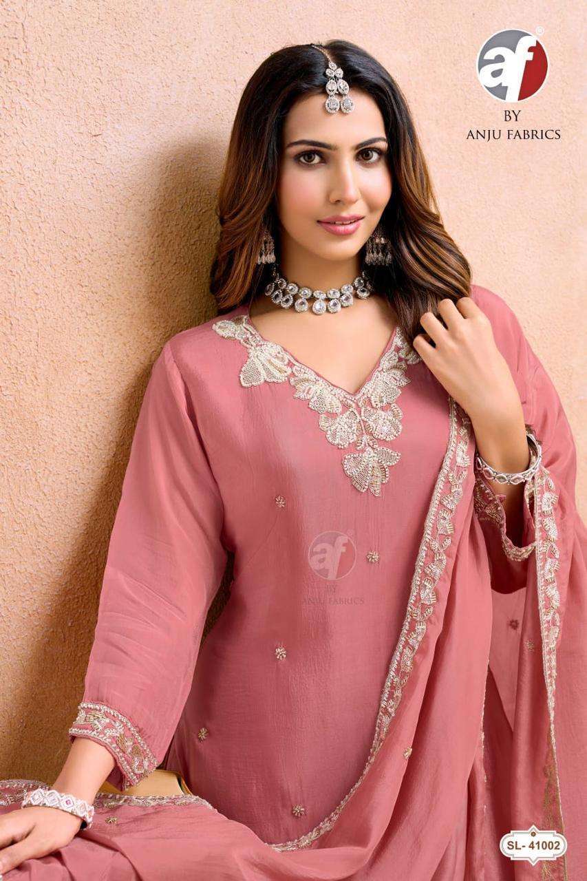 Anju Fabrics 41024 Glass Organza Party Wear Readymade Catalog Collection