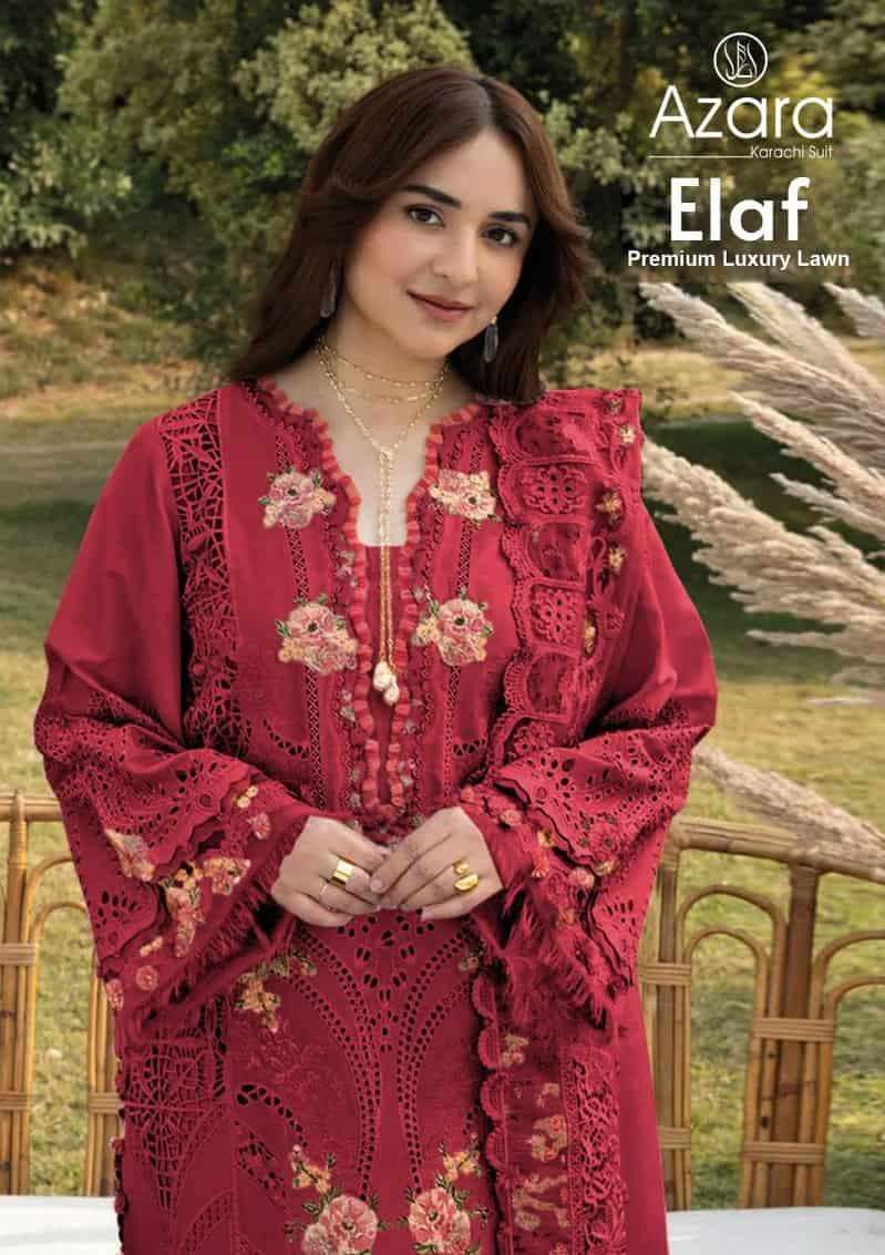 Azara Elaf Premium Luxury Lawn Pakistani Cotton Wholesale Catalogue
