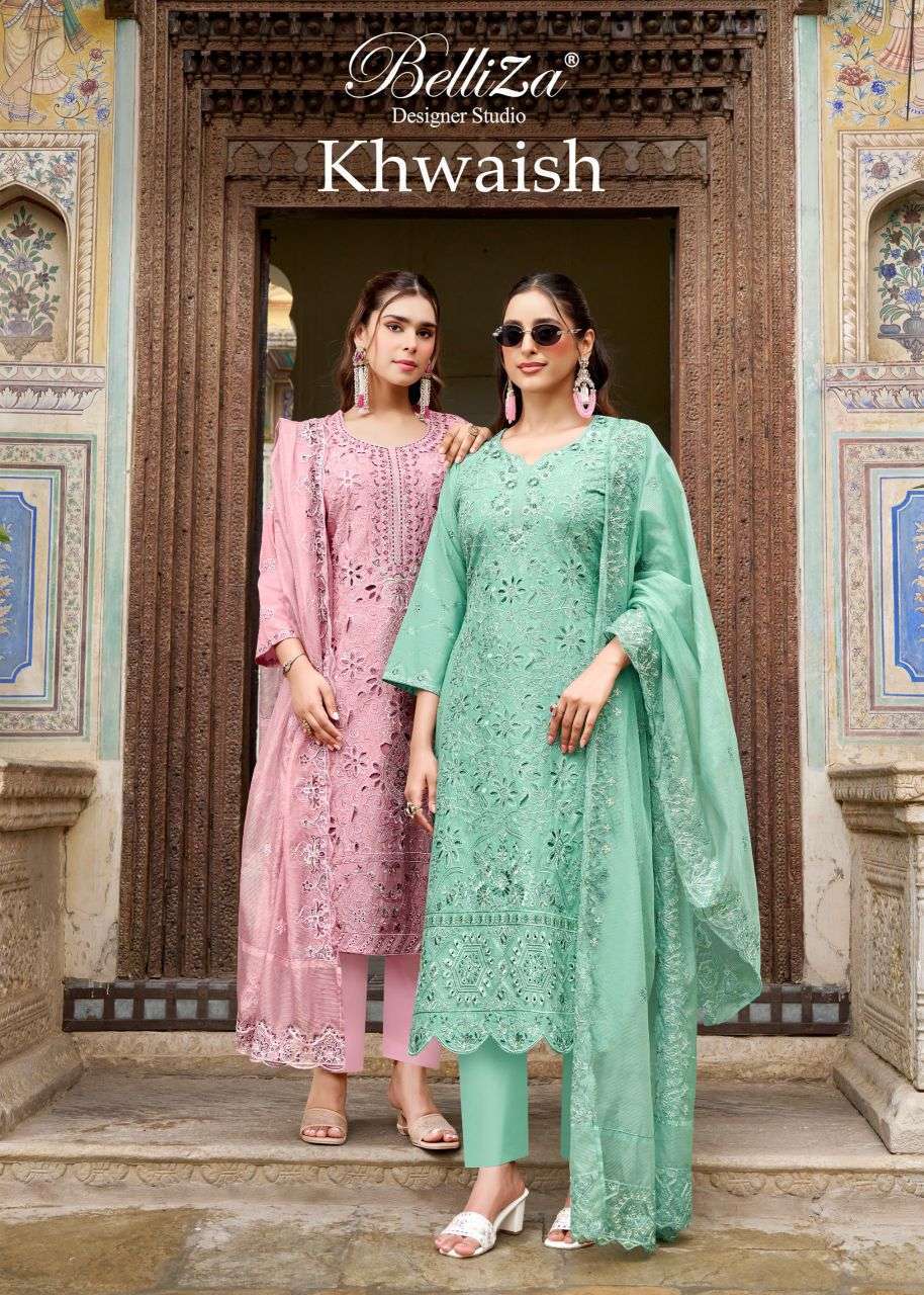 BELLIZA DESIGNER KHWAISH COTTON EMBROIDERED SUIT WHOLESALER BEST RATE 