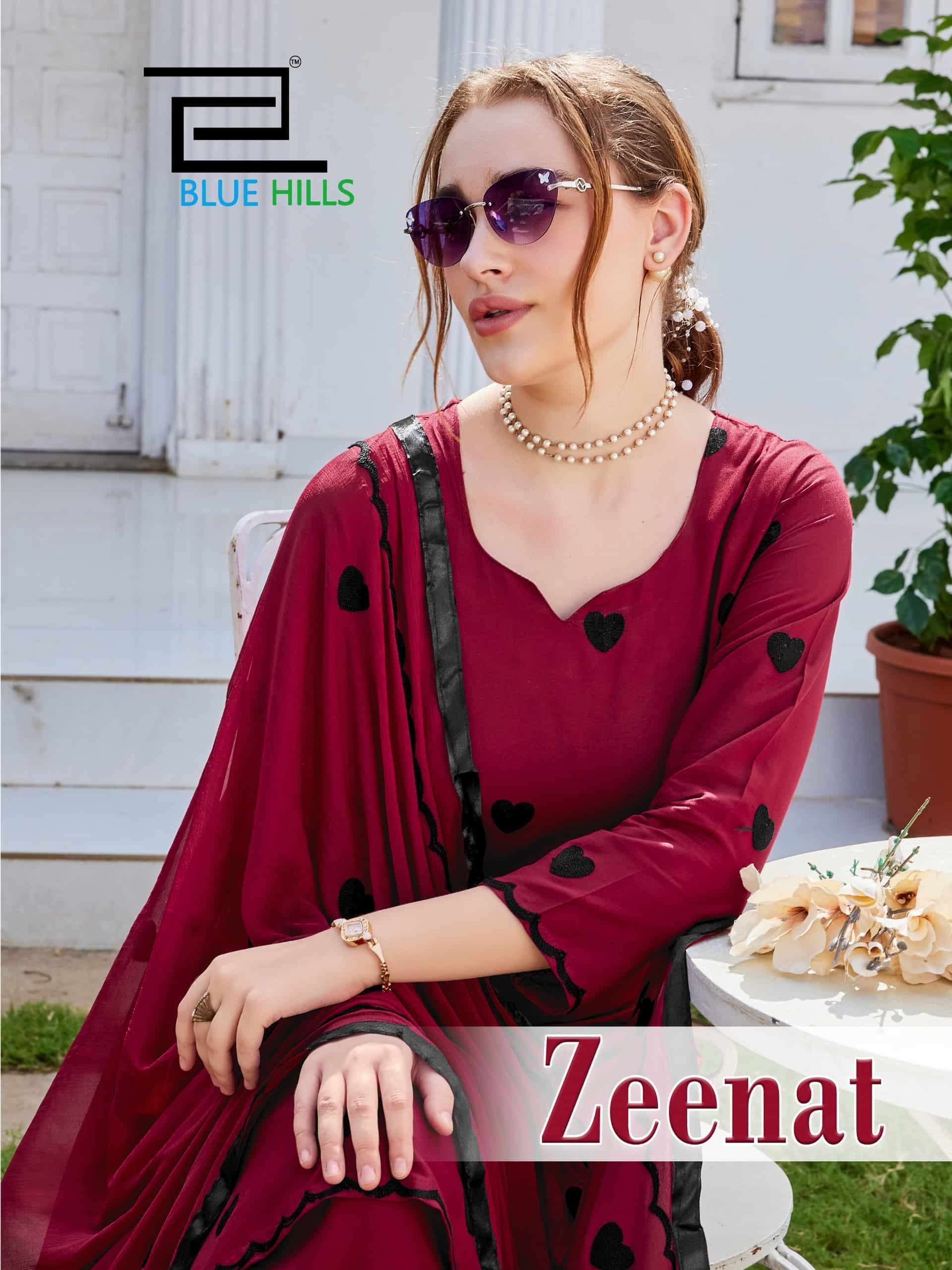 Blue Hills Zeenat Rayon Kurti Palazzo With Dupatta Collection Set