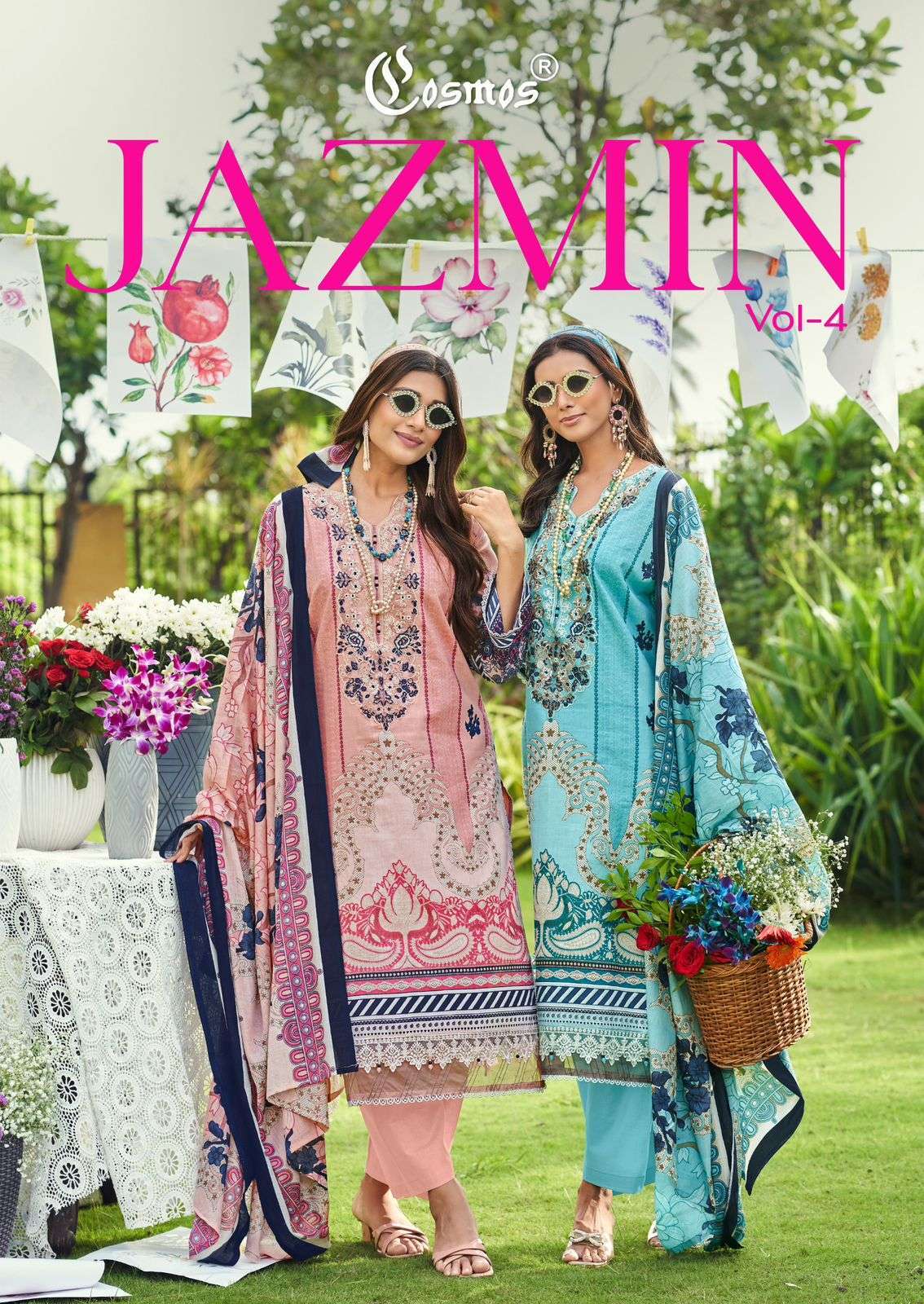 COSMOS JAZMIN VOL 4 LAWN COTTON PATCH WORK DESIGNER SALWER KAMEEZ BEST RATE 