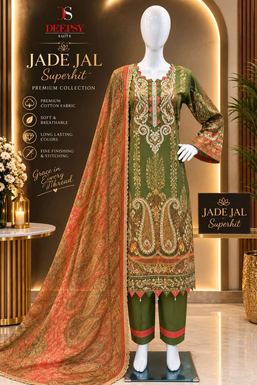 Deepsy Jade Jal Pakistani Cotton Readymade Collection