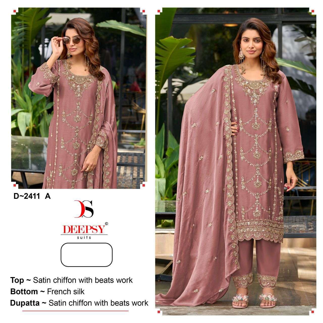 Deepsy Suit 2411 Satin Chiffon Pakistani Suit Collection Wholesale Catalogue Original Maajisa Fashion Surat