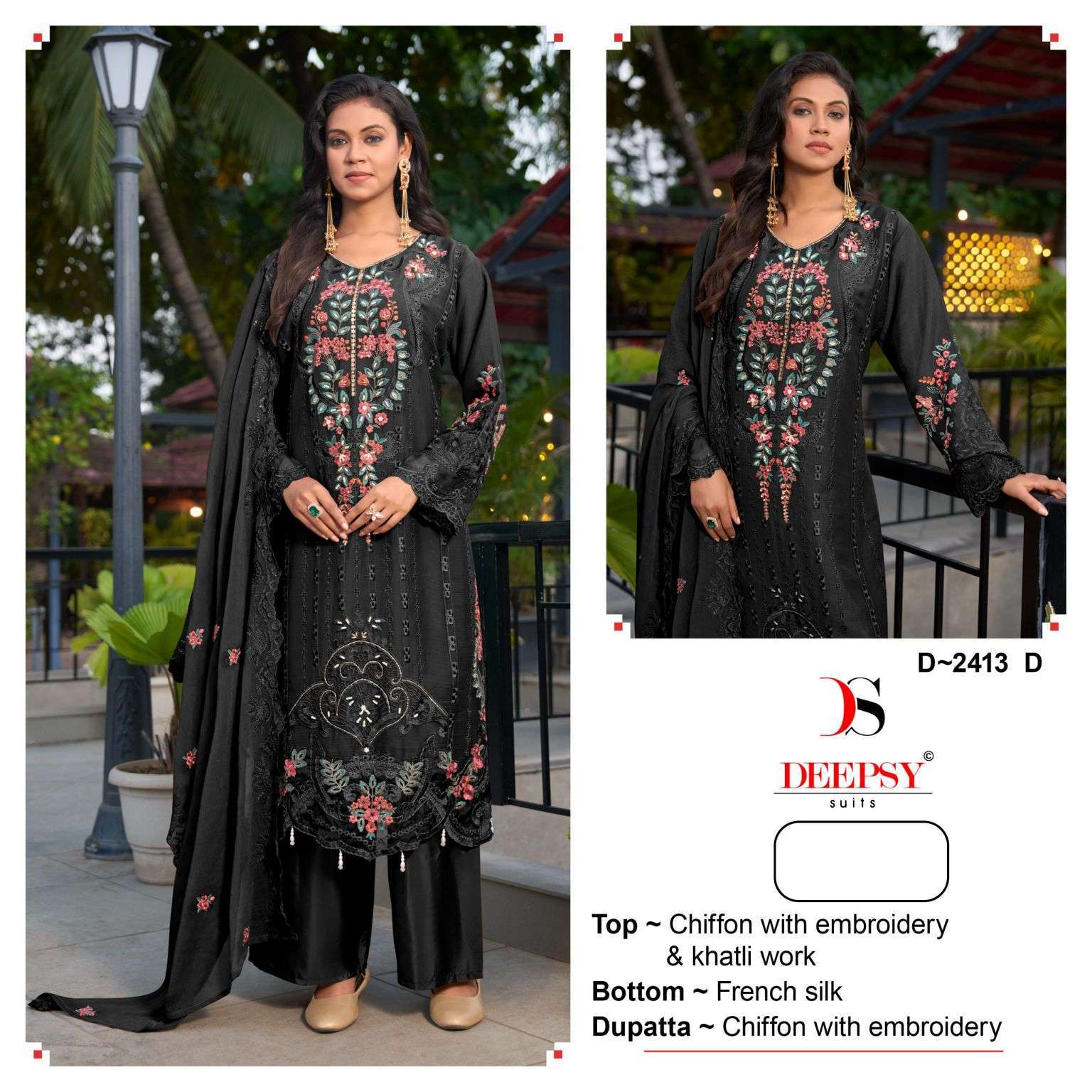 Deepsy Suit 2413 Chiffon Embroidered Suit Collection Wholesale Catalogue Original Maajisa Fashion Surat